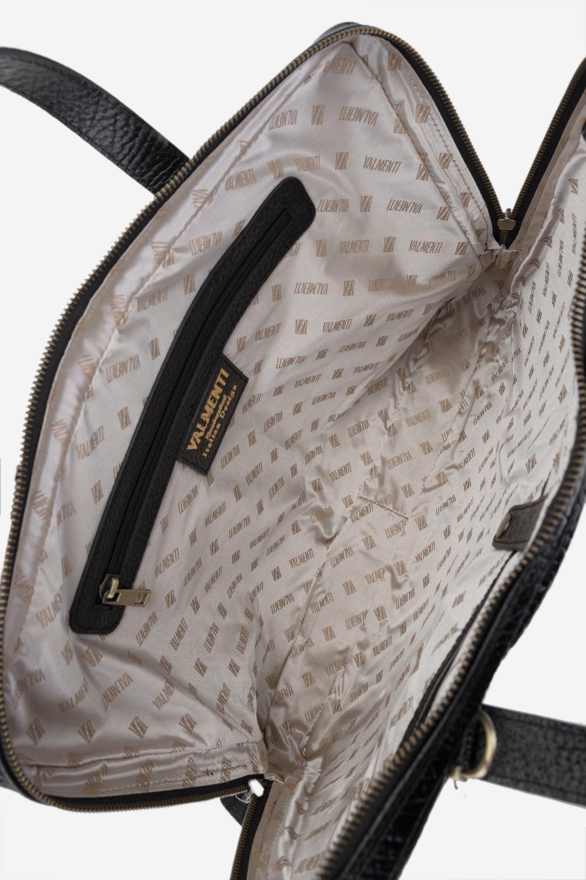 Valmenti Erkek Hakiki Deri Siyah Floter Evrak Çantası