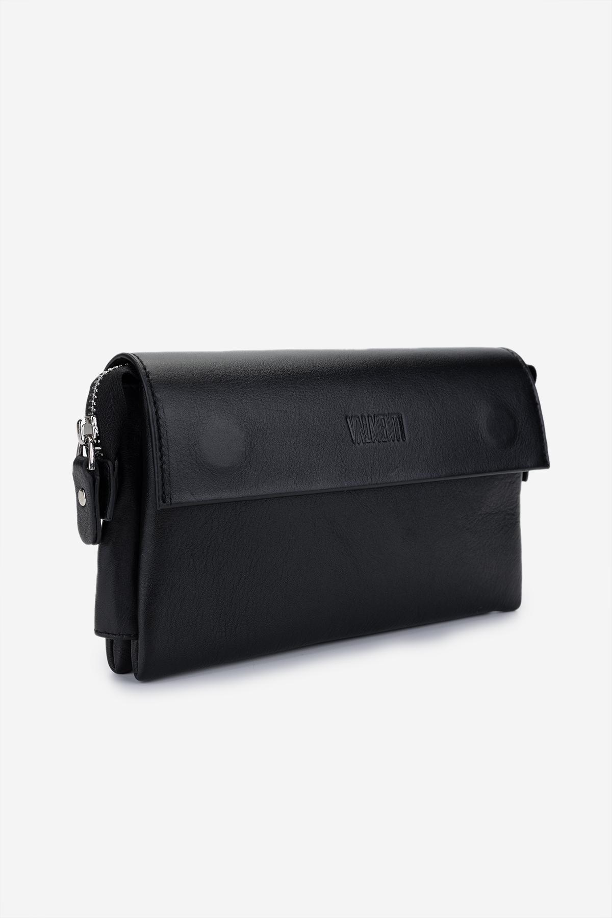 Valmenti Erkek Hakiki Deri Siyah El Çantası