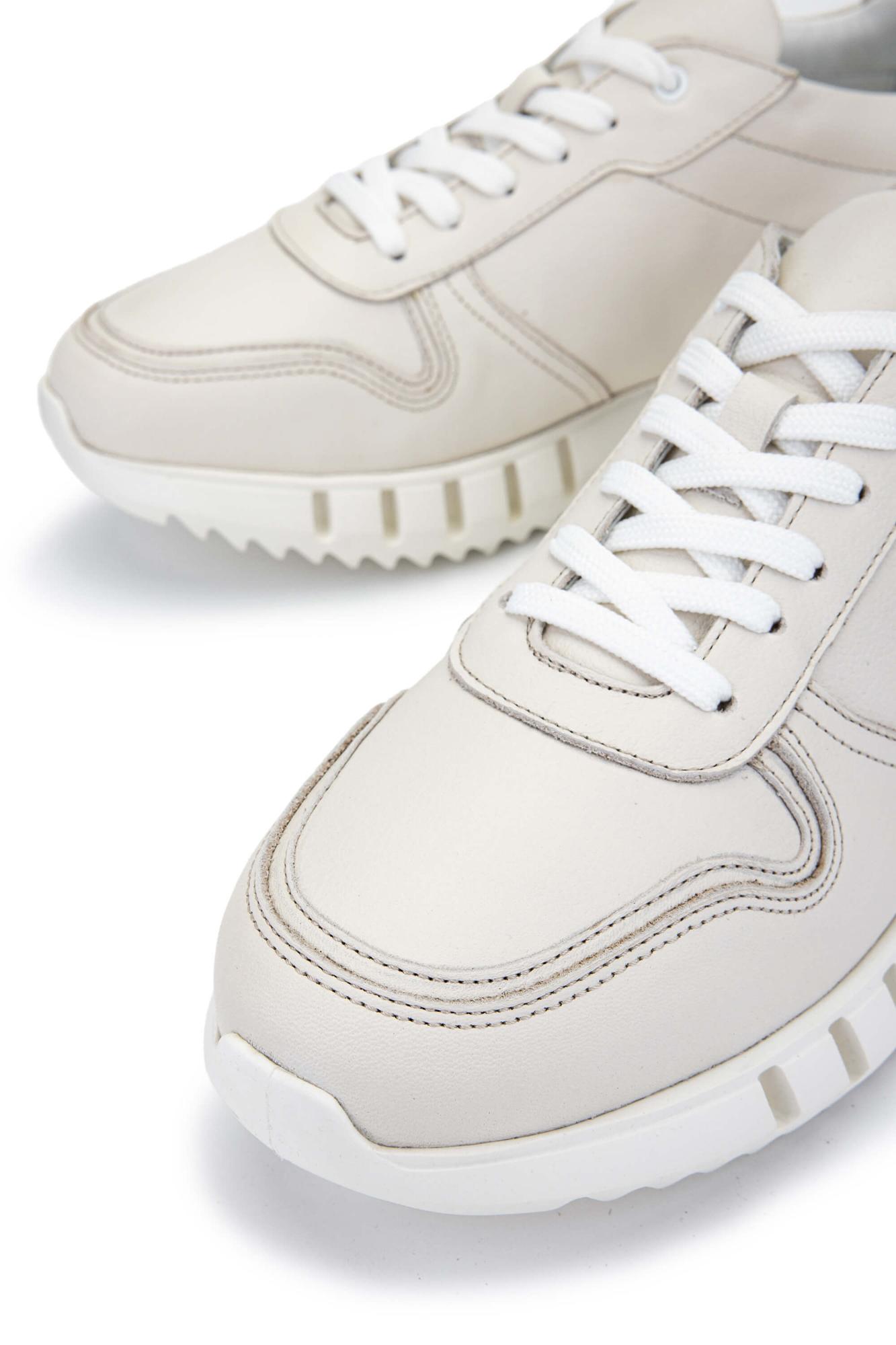 Tamer Tanca Erkek Hakiki Deri Kırık Beyaz Sneakers & Spor Ayakkabı