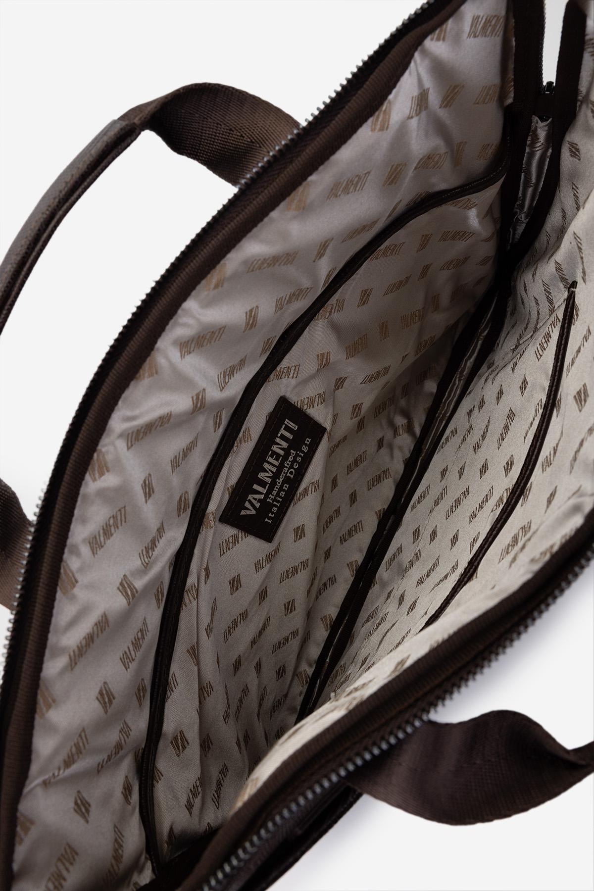 Valmenti Erkek Hakiki Deri Kahverengi Lazer Evrak Çantası