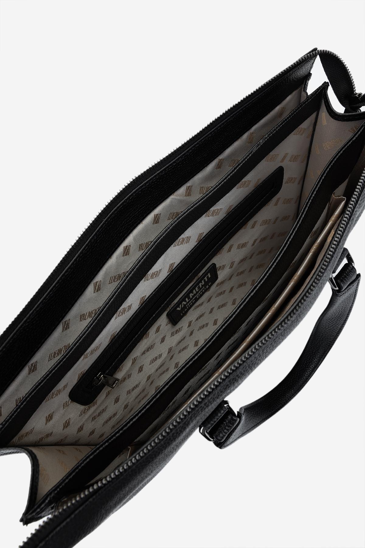 Valmenti Erkek Hakiki Deri Siyah Floter Evrak Çantası