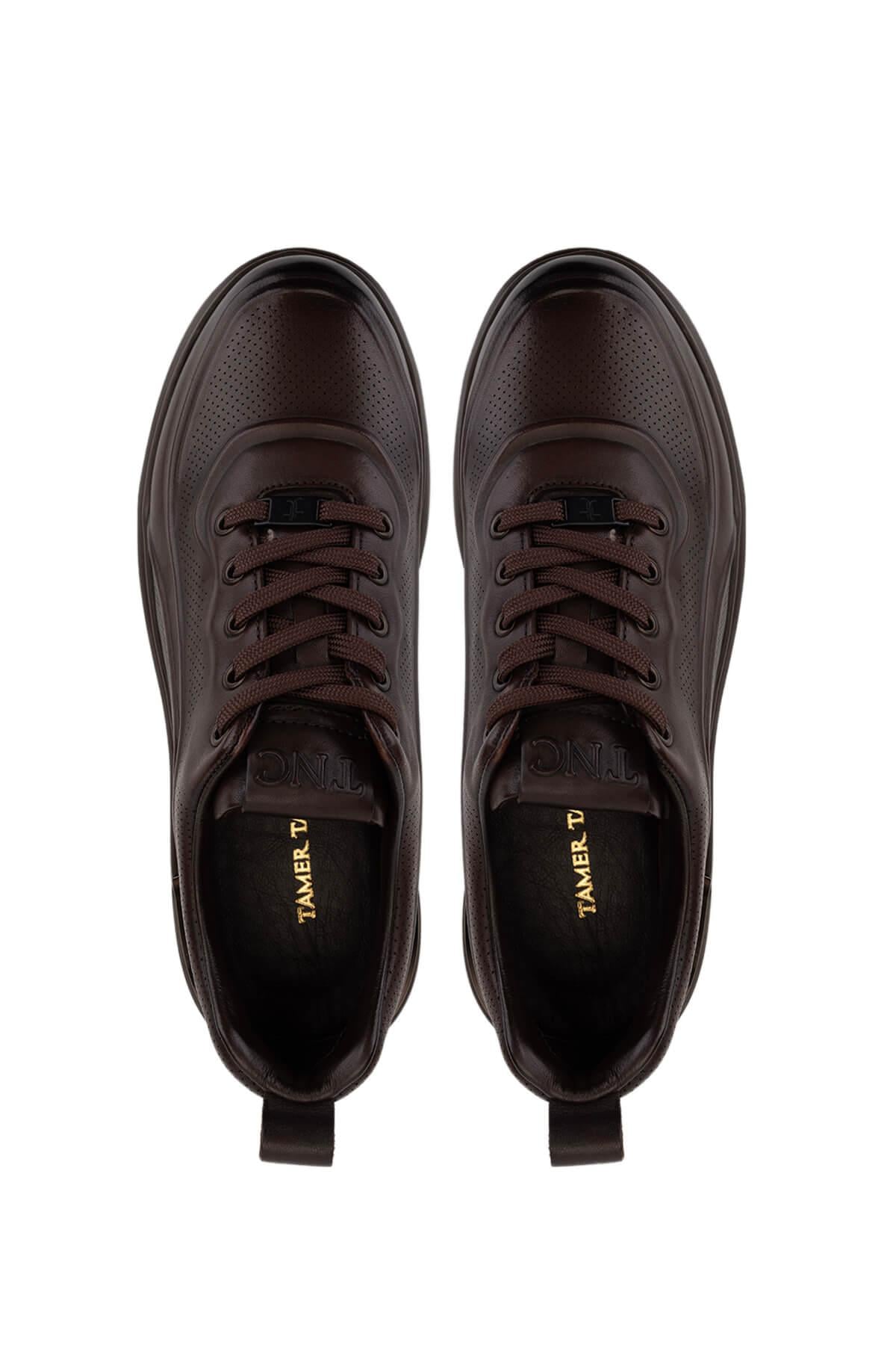 Tamer Tanca Erkek Hakiki Deri Kahverengi Sneakers & Spor Ayakkabı