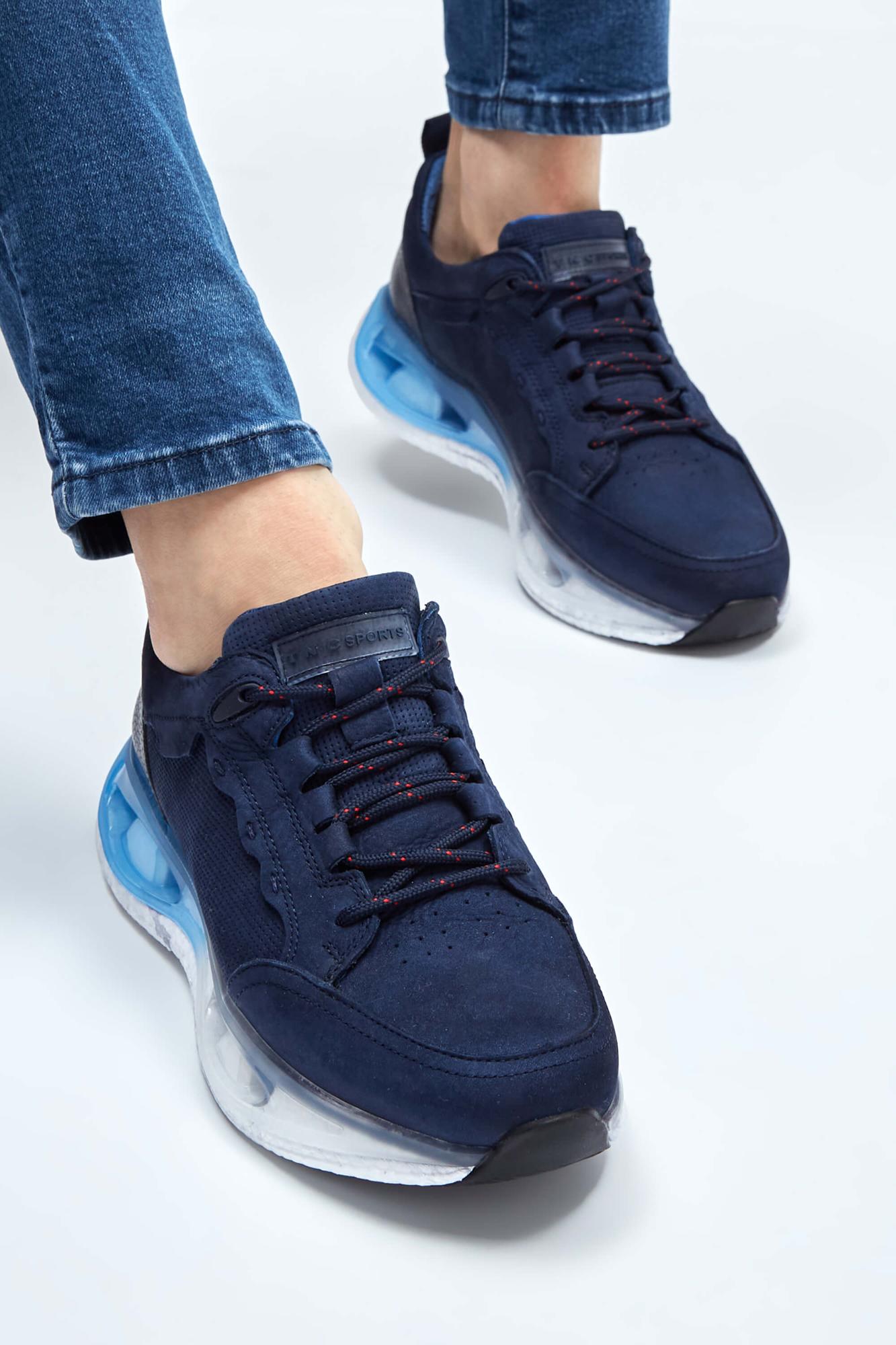 Tamer Tanca Erkek Hakiki Deri Lacivert Nubuk Sneakers & Spor Ayakkabı