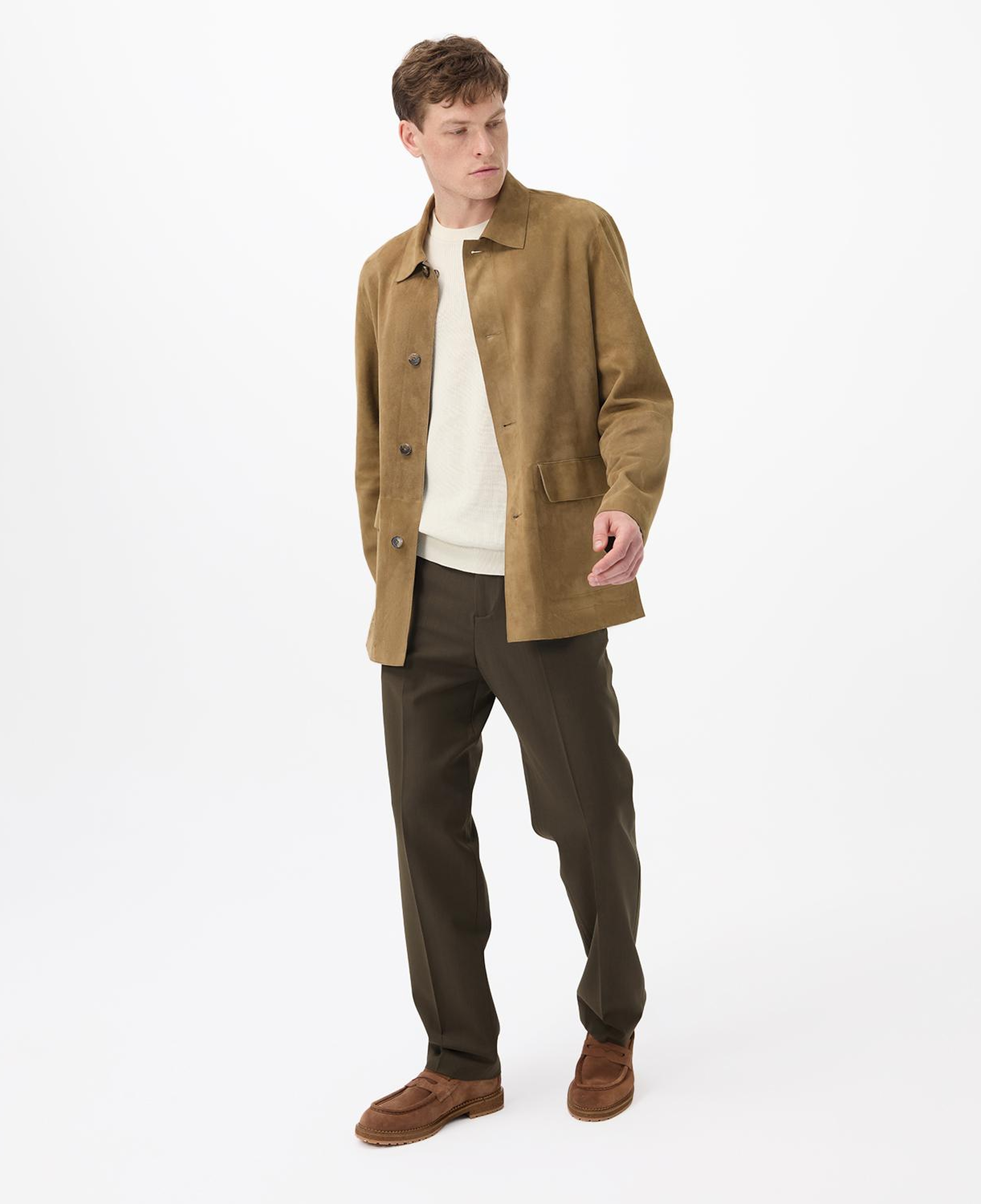 Anoki Haki Erkek Çift Taraflı Süet Deri Mont