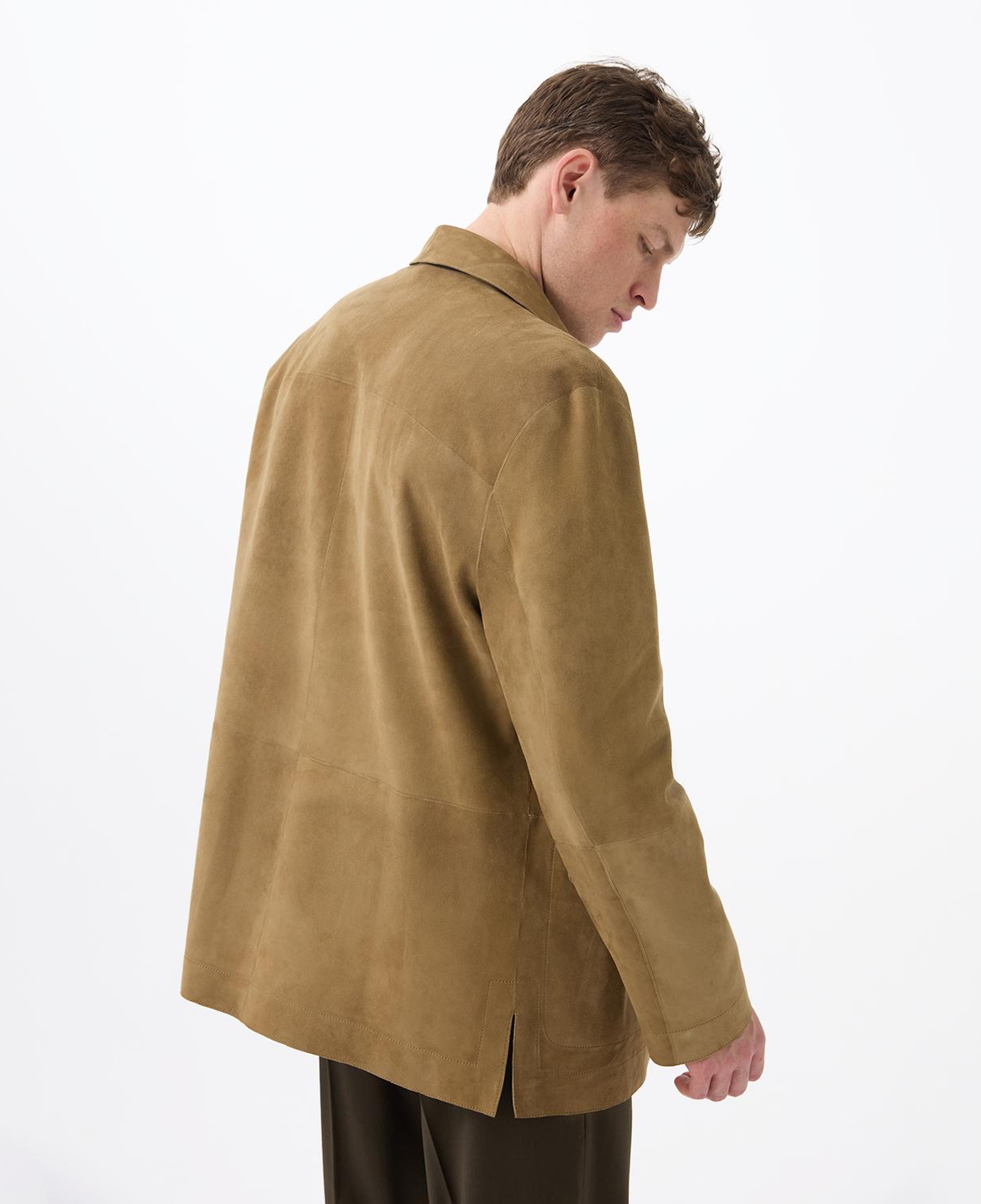 Anoki Haki Erkek Çift Taraflı Süet Deri Mont