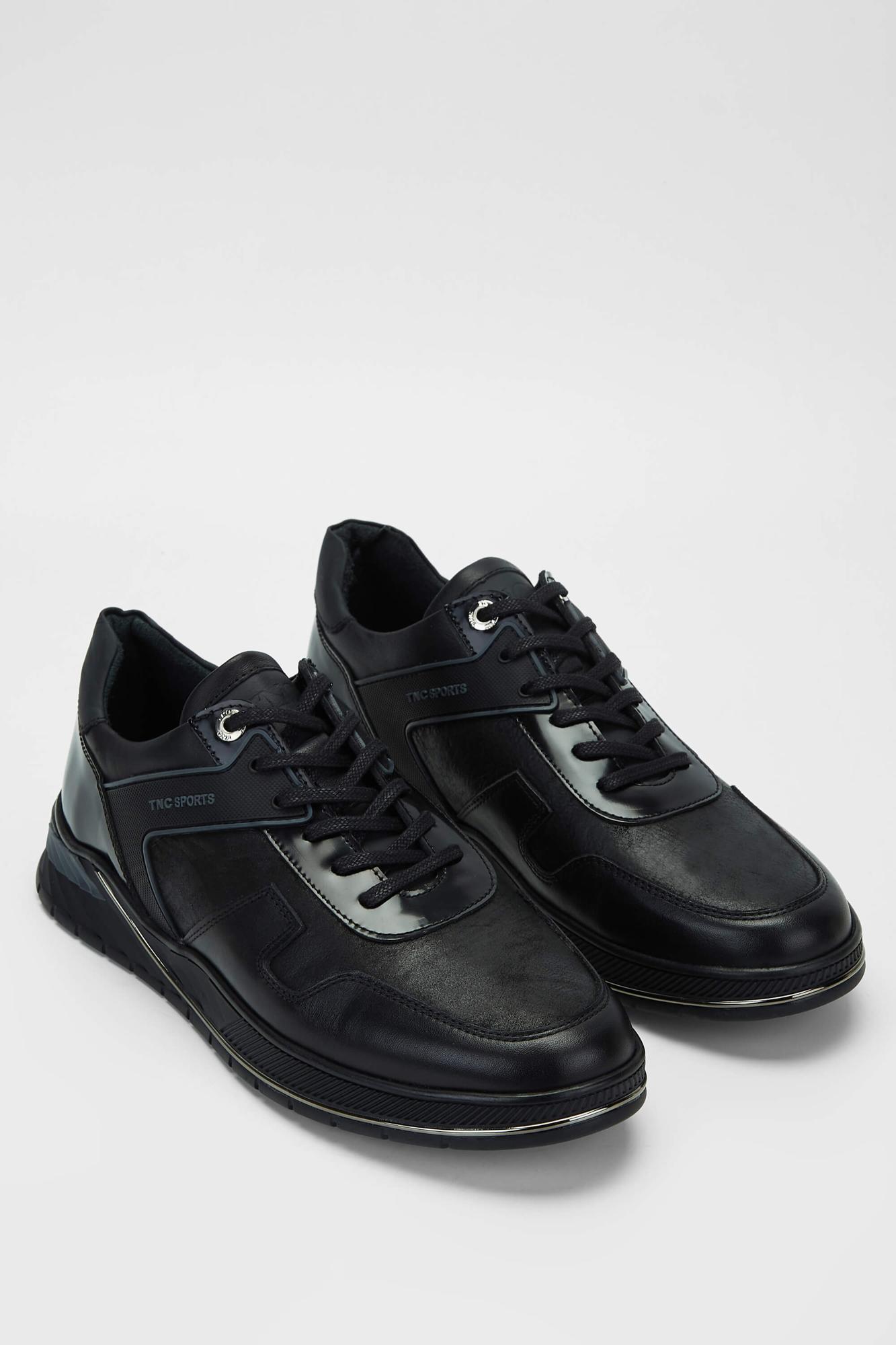 Tamer Tanca Erkek Hakiki Deri Siyah Sneakers & Spor Ayakkabı