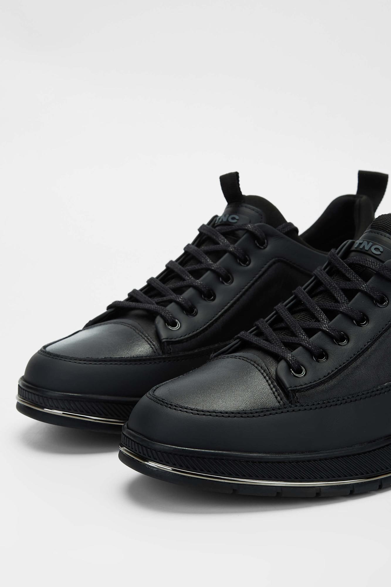 Tamer Tanca Erkek Hakiki Deri Siyah Sneakers & Spor Ayakkabı