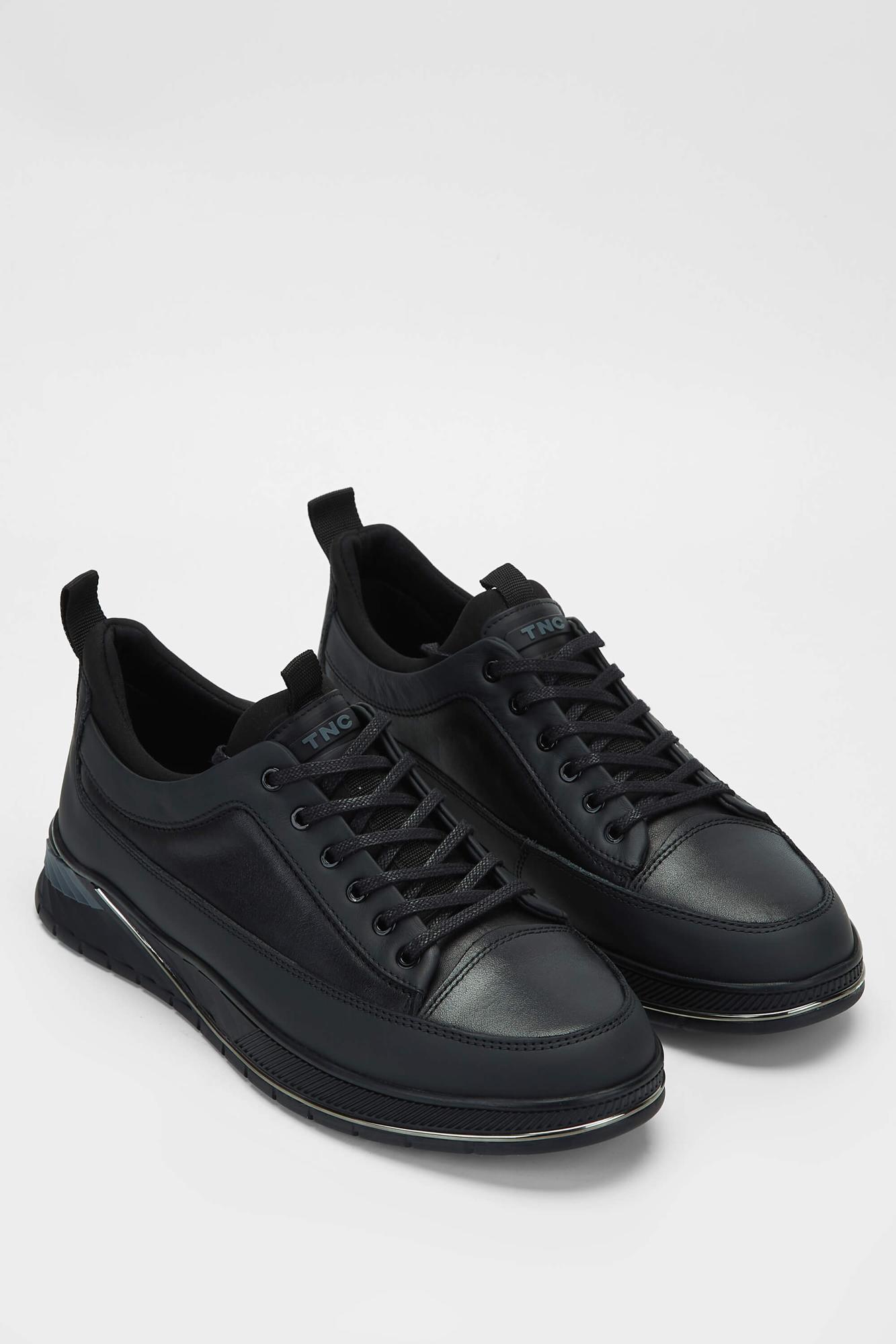 Tamer Tanca Erkek Hakiki Deri Siyah Sneakers & Spor Ayakkabı