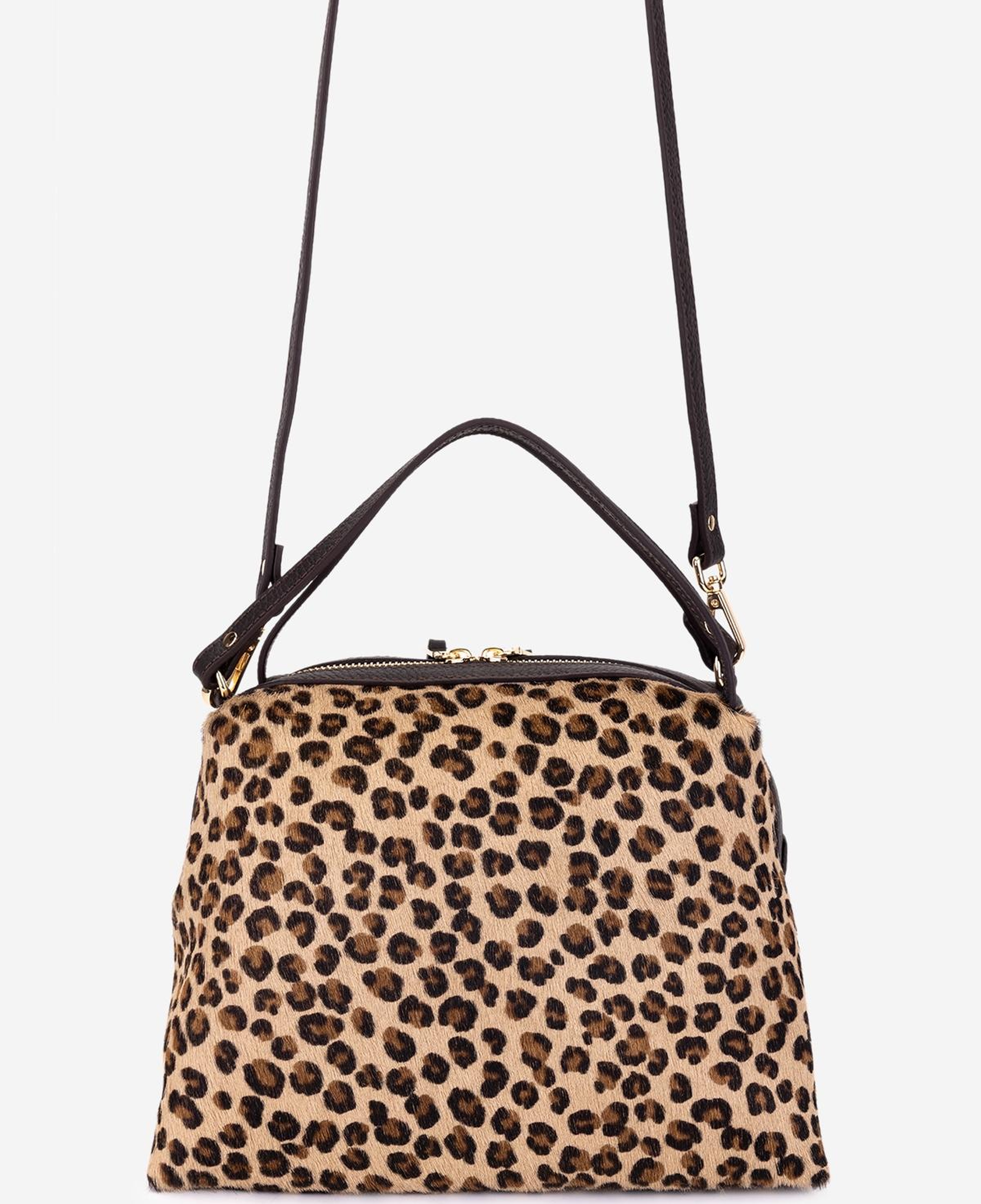 Valmenti Kadın Hakiki Deri Kahverengi Leopar Kol Çantası