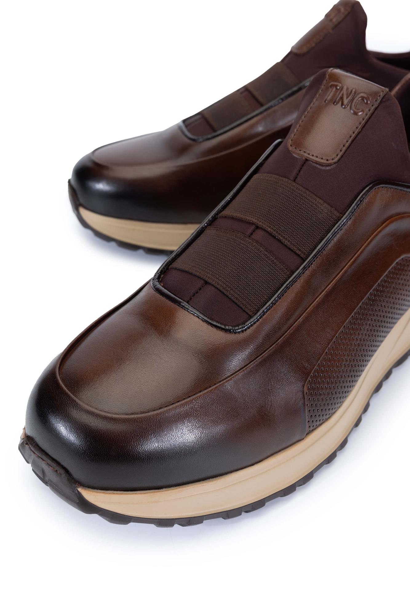 Tamer Tanca Erkek Hakiki Deri Kahverengi Sneakers & Spor Ayakkabı