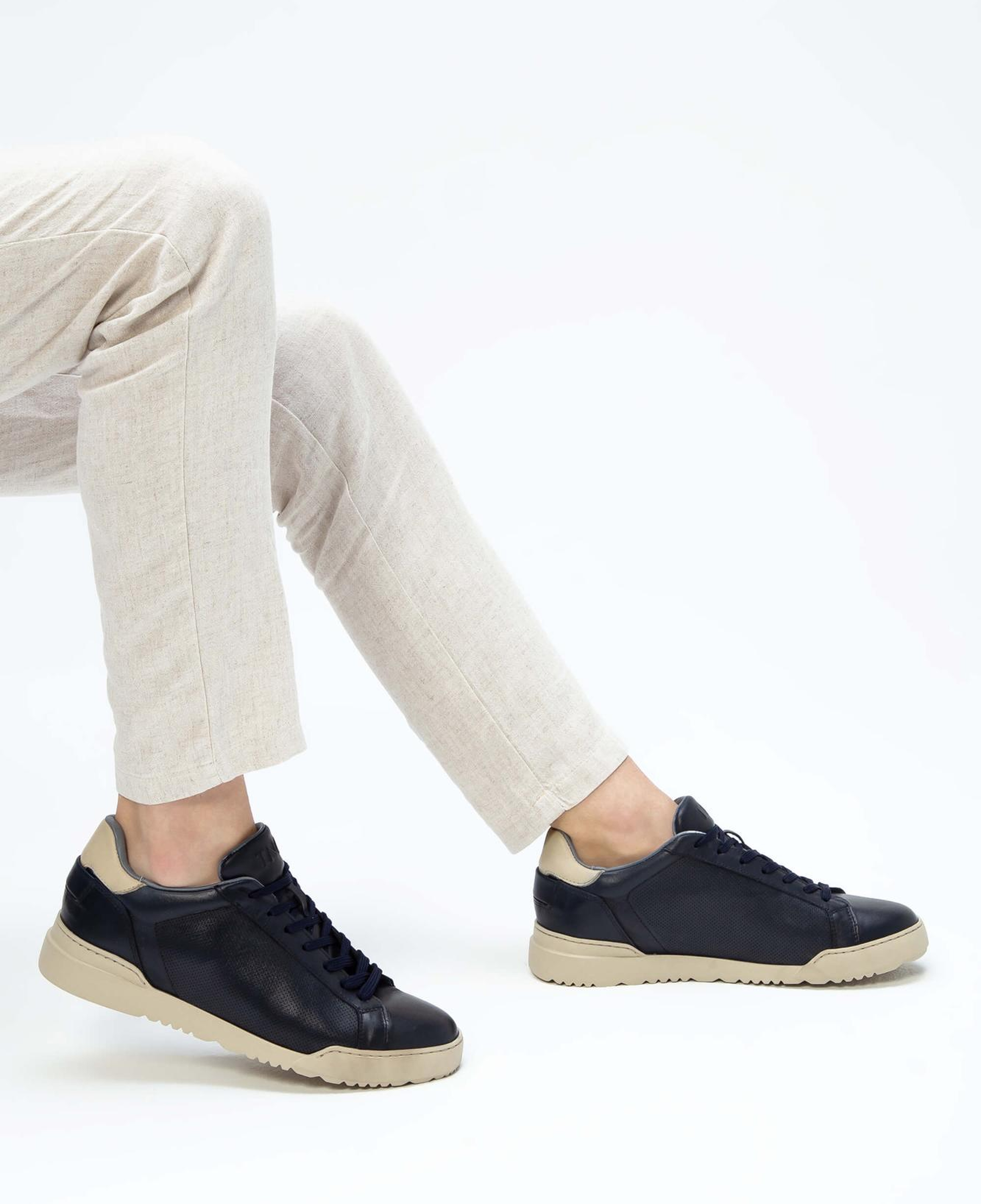 Tamer Tanca Erkek Hakiki Deri Lacivert Sneakers & Spor Ayakkabı