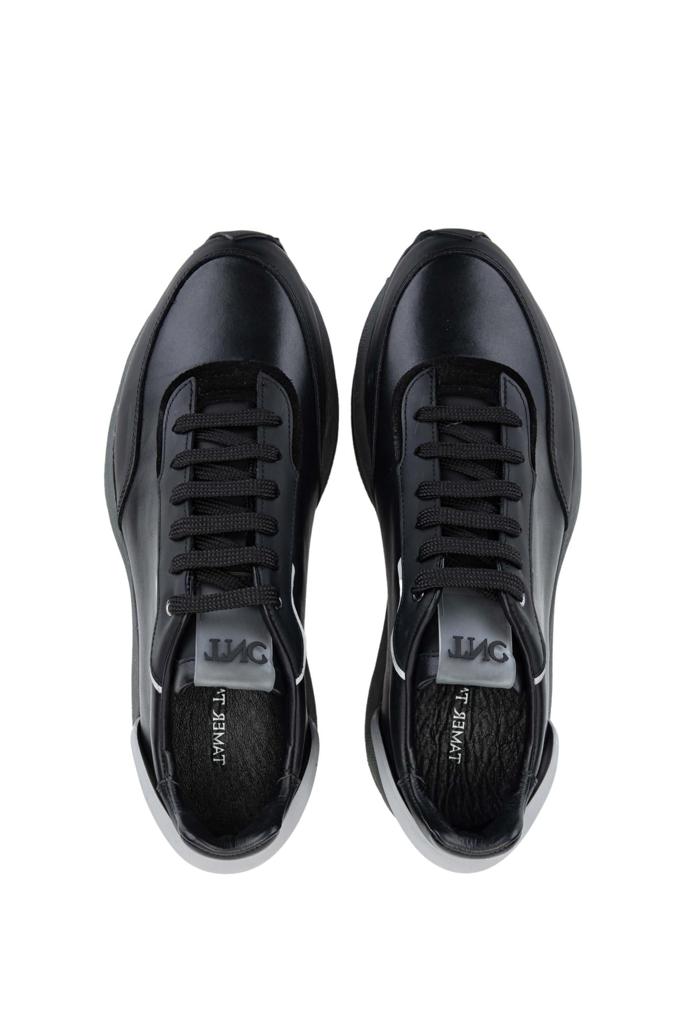 Tamer Tanca Erkek Hakiki Deri Siyah Sneakers & Spor Ayakkabı