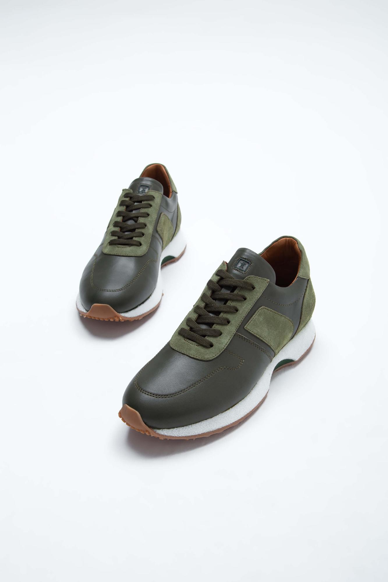 Tamer Tanca Erkek Hakiki Deri Yeşil Napa Sneakers & Spor Ayakkabı