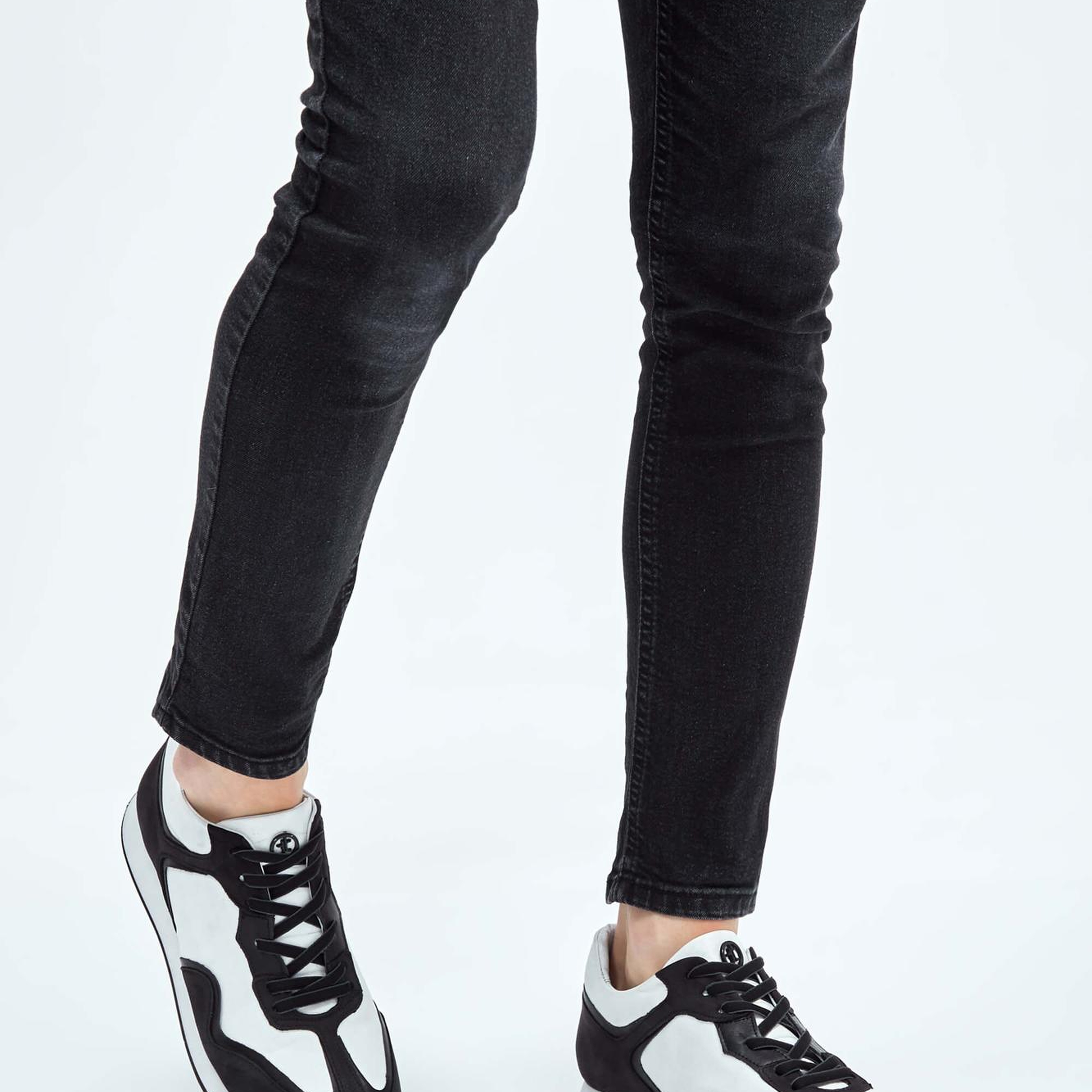 Tamer Tanca Erkek Hakiki Deri Siyah-Beyaz Sneakers & Spor Ayakkabı