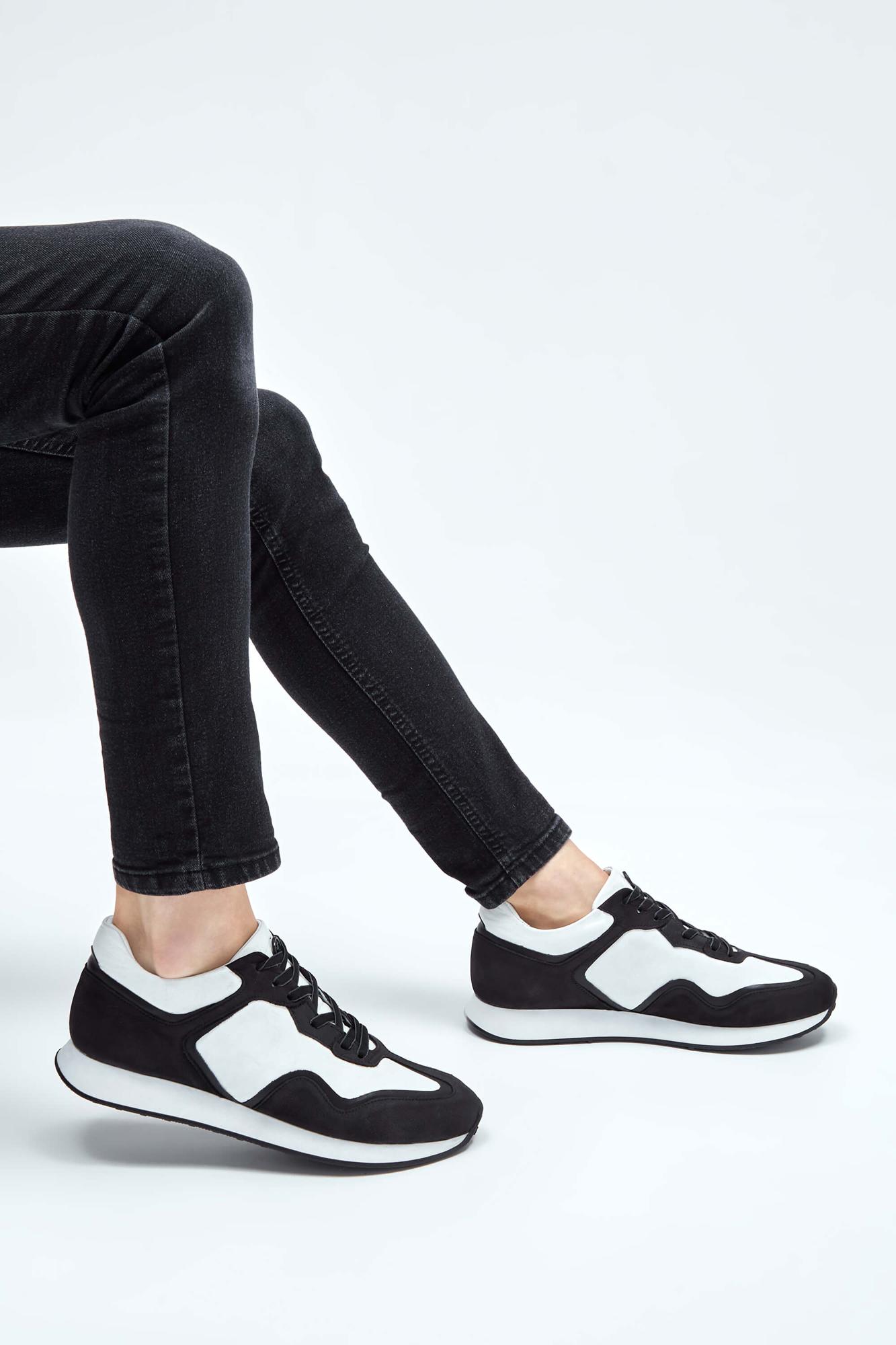 Tamer Tanca Erkek Hakiki Deri Siyah-Beyaz Sneakers & Spor Ayakkabı