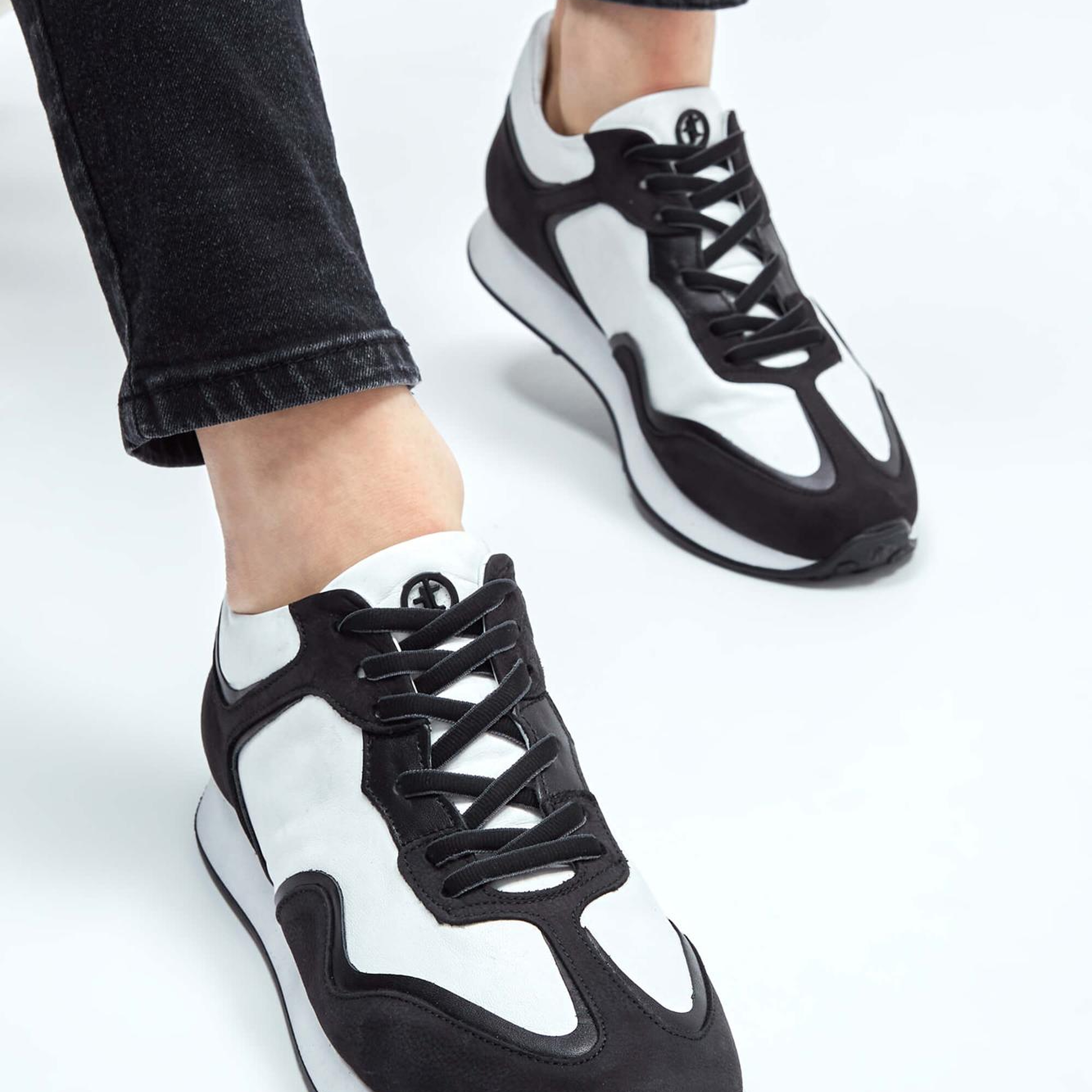 Tamer Tanca Erkek Hakiki Deri Siyah-Beyaz Sneakers & Spor Ayakkabı