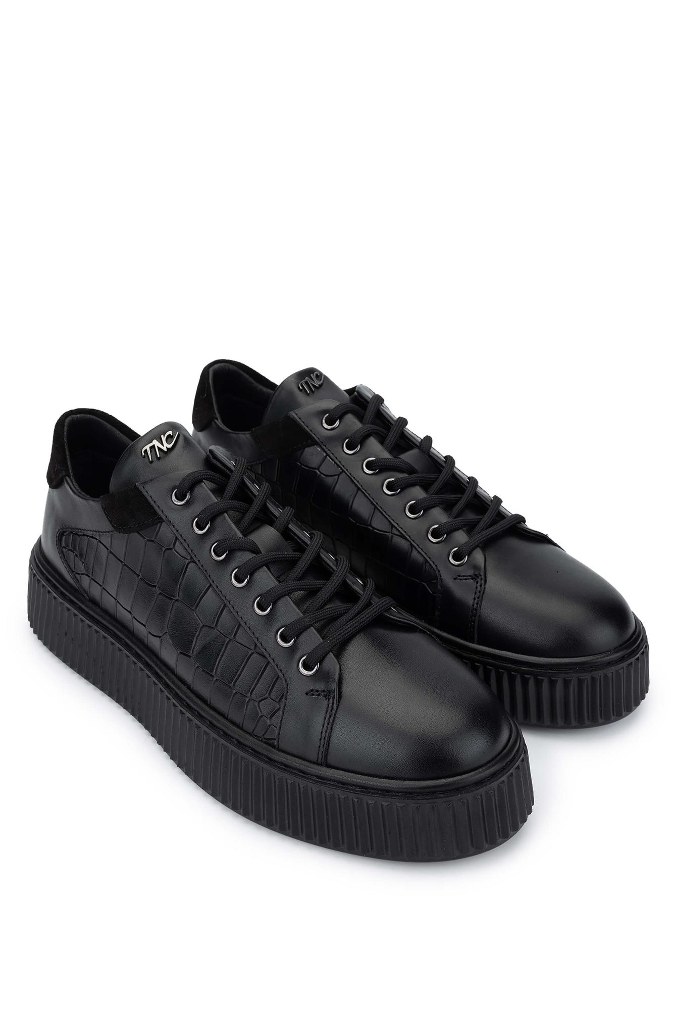 Tamer Tanca Erkek Hakiki Deri Siyah Sneakers & Spor Ayakkabı