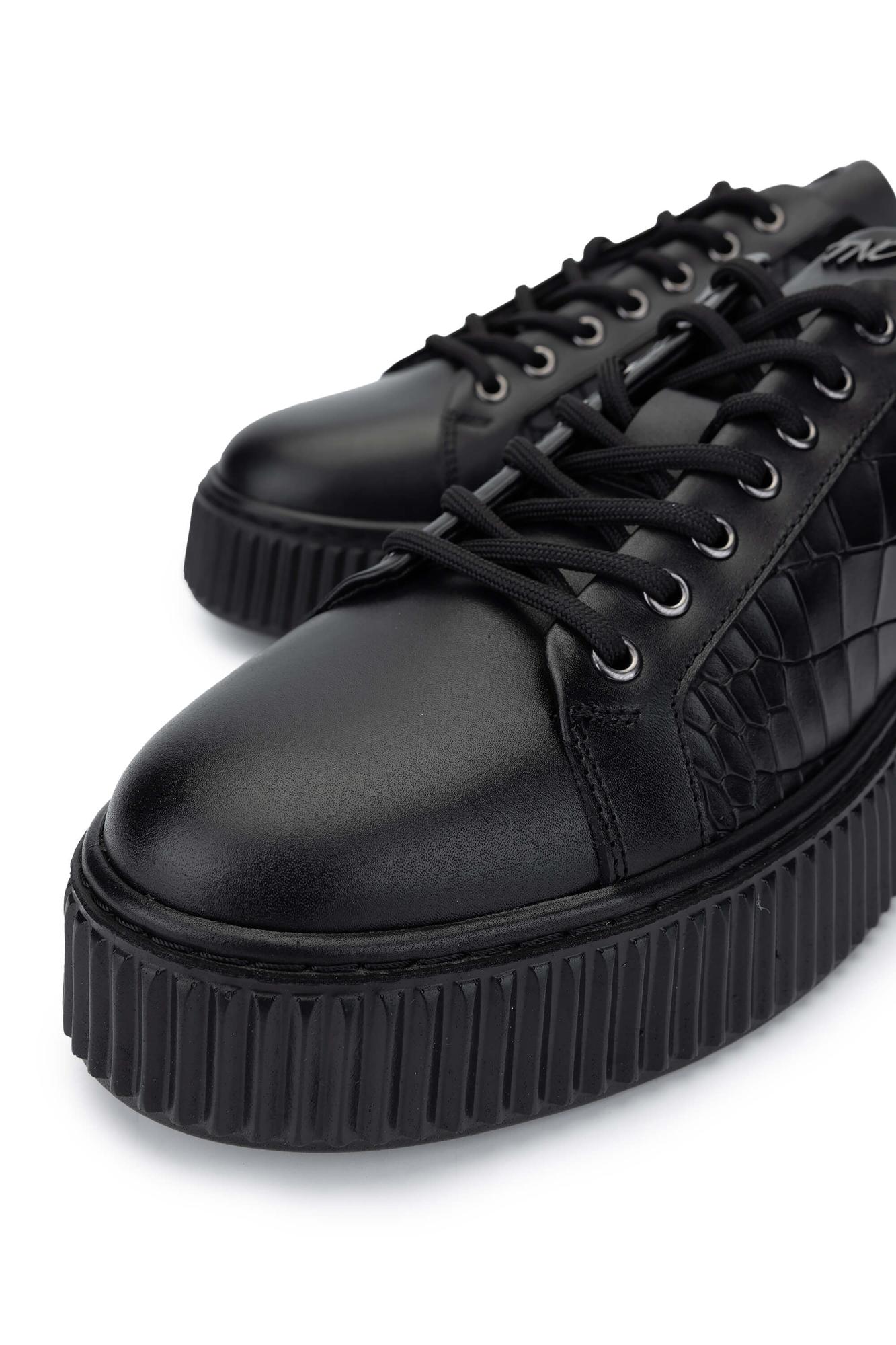 Tamer Tanca Erkek Hakiki Deri Siyah Sneakers & Spor Ayakkabı