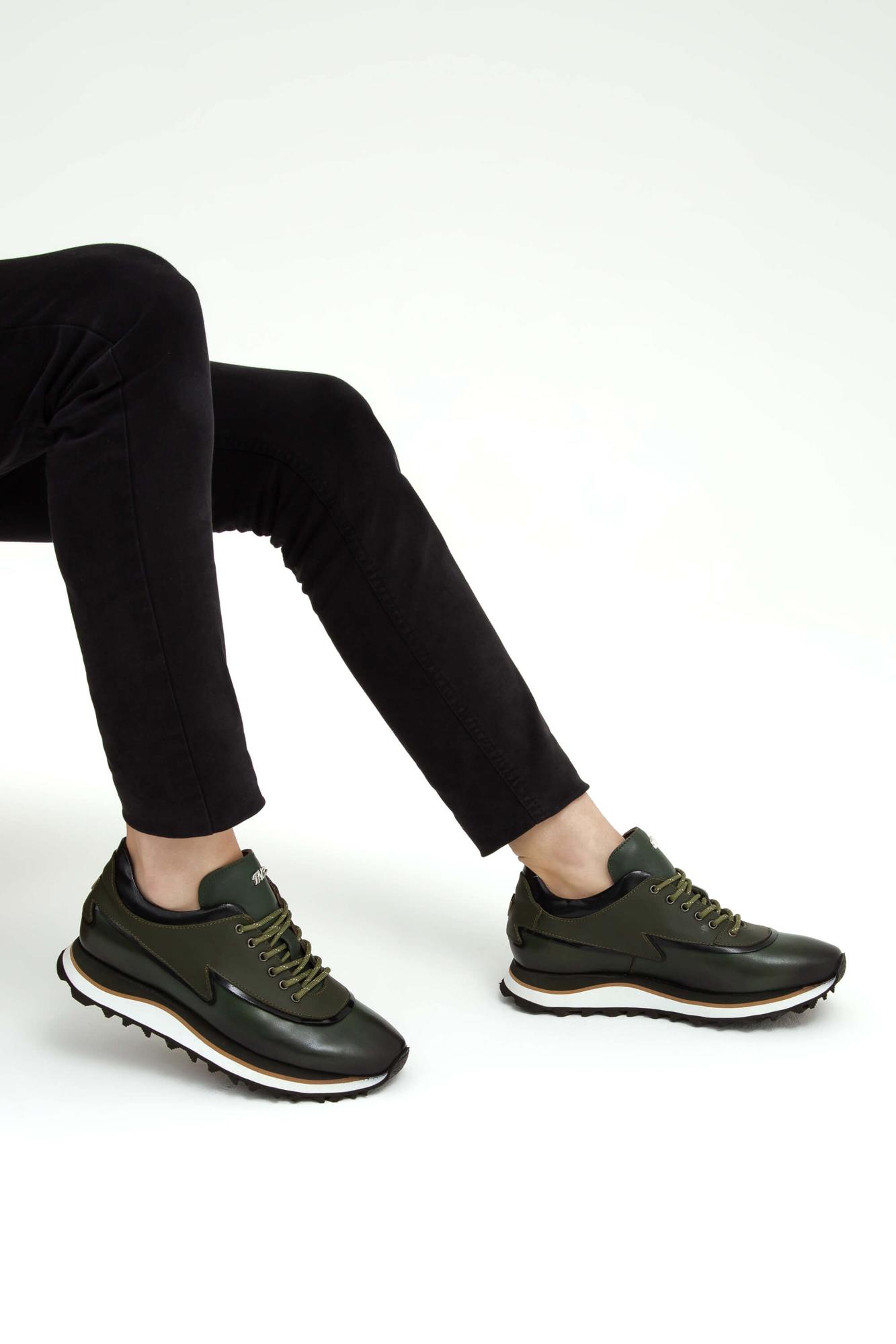 Tamer Tanca Erkek Hakiki Deri Haki Sneakers & Spor Ayakkabı