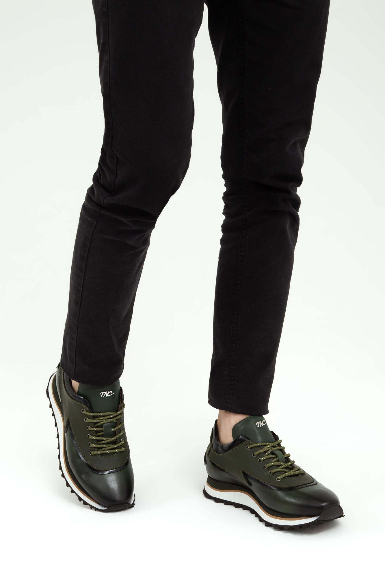 Tamer Tanca Erkek Hakiki Deri Haki Sneakers & Spor Ayakkabı