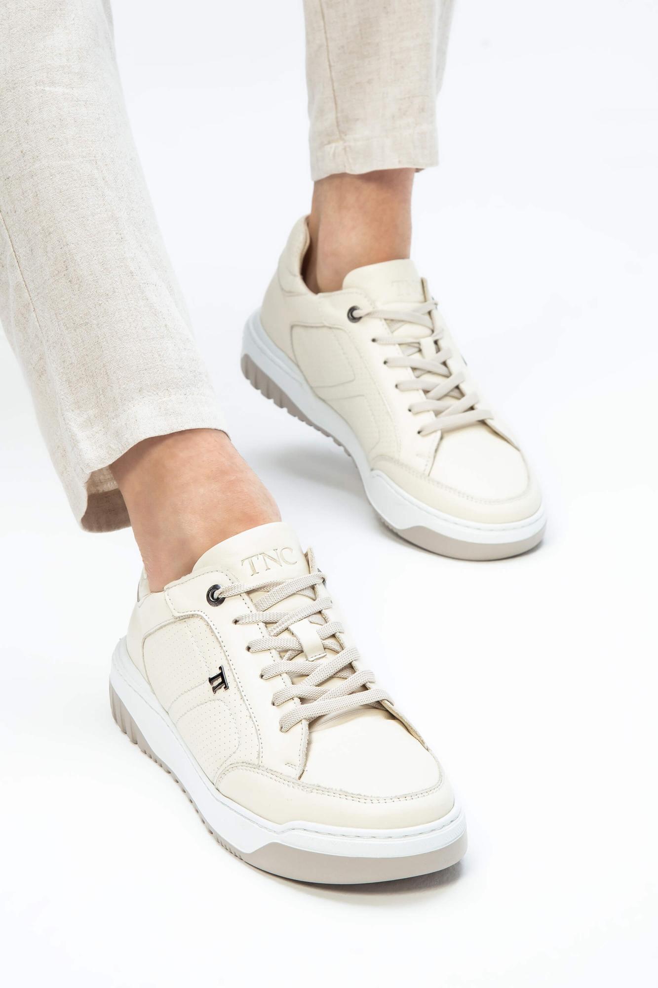 Tamer Tanca Erkek Hakiki Deri Bej Sneakers & Spor Ayakkabı