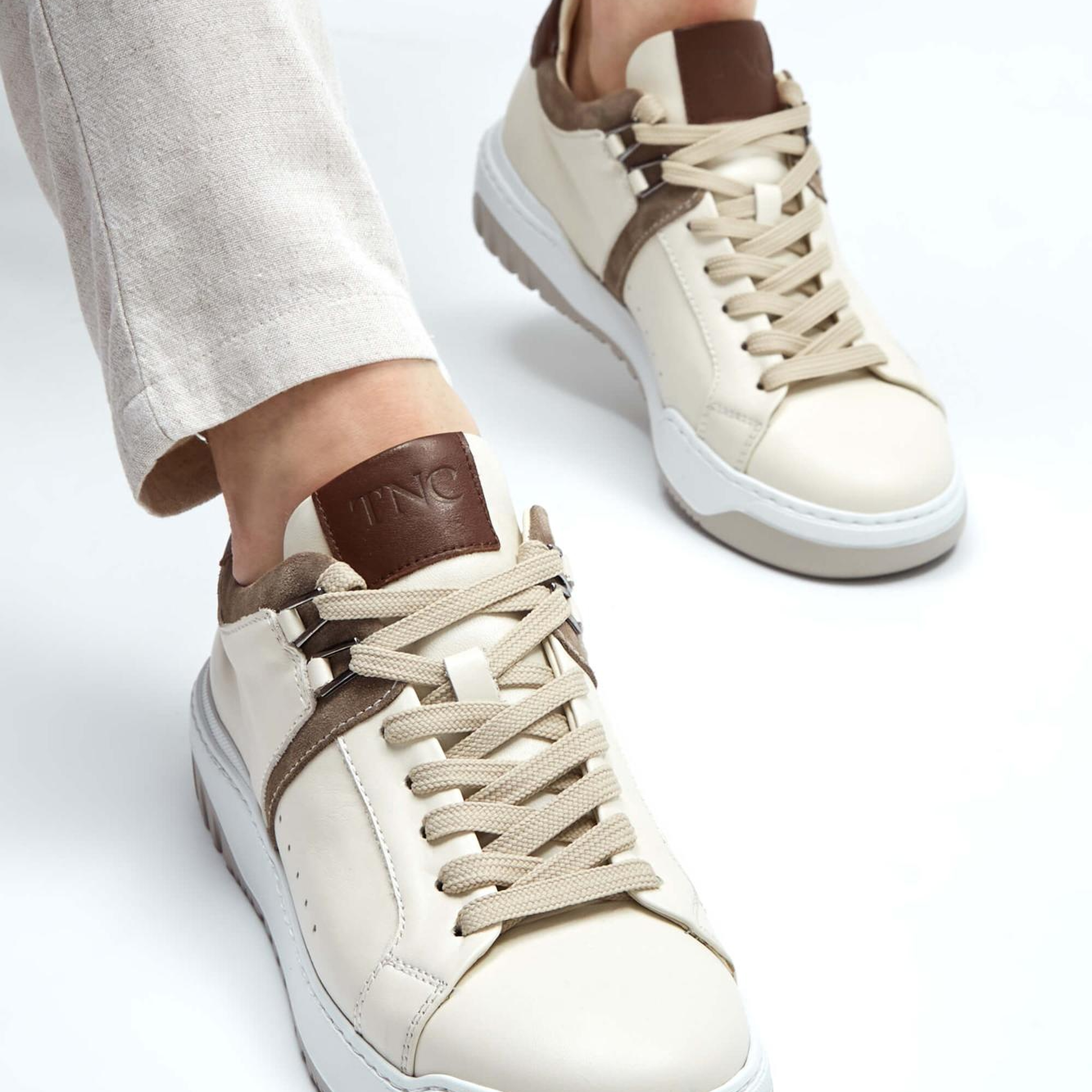 Tamer Tanca Erkek Hakiki Deri Bej Sneakers & Spor Ayakkabı