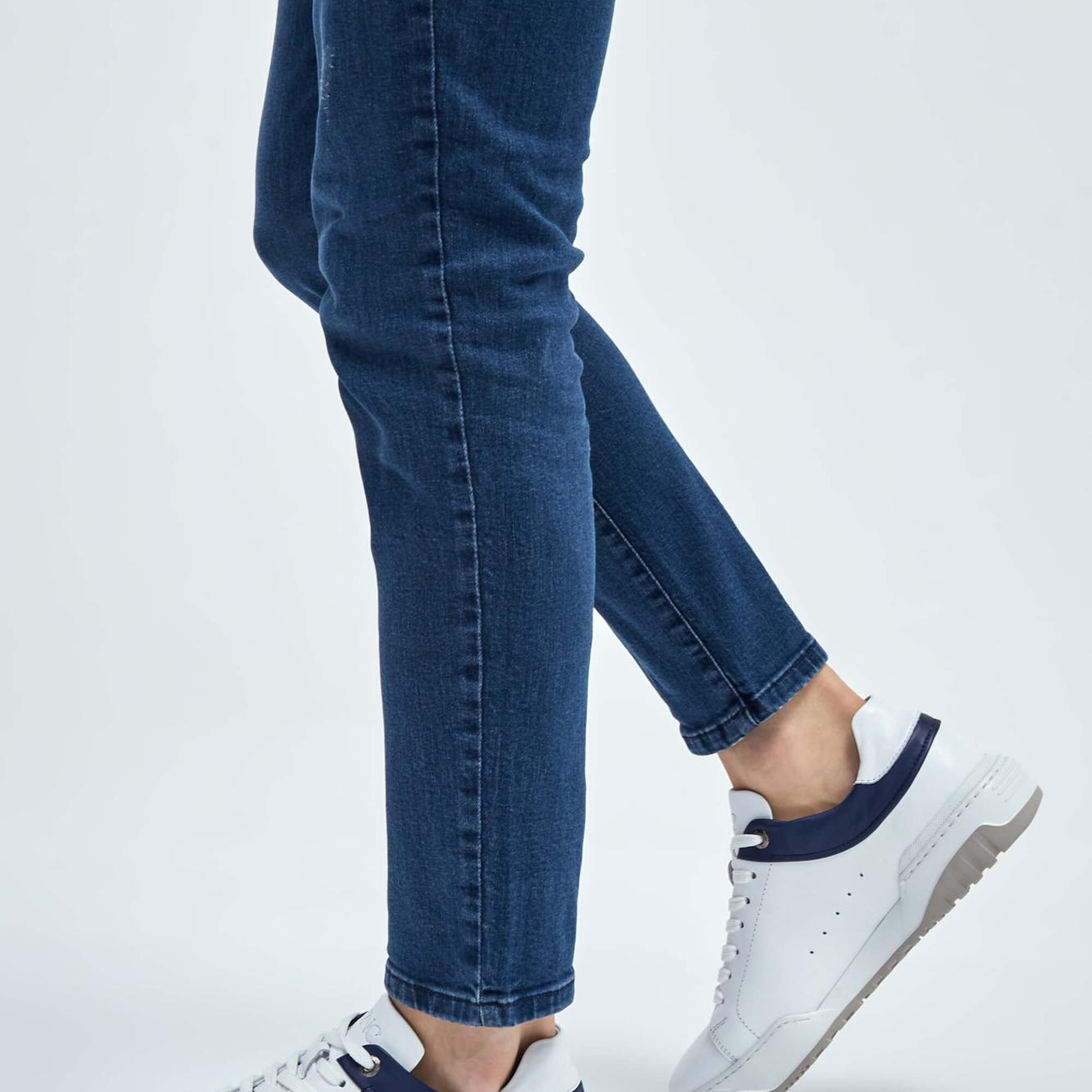 Tamer Tanca Erkek Hakiki Deri Beyaz/Mavi Sneakers & Spor Ayakkabı