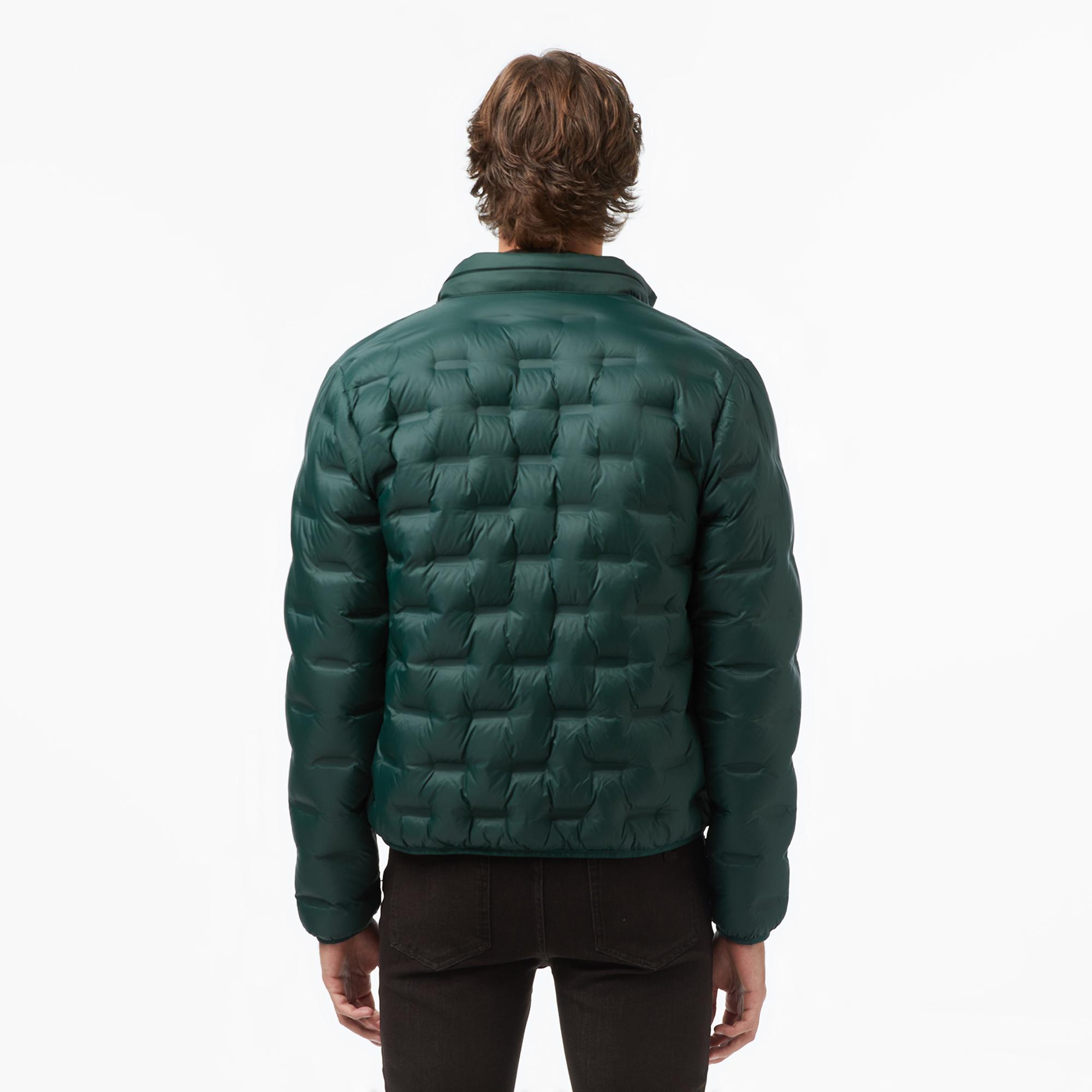 Lacoste Erkek Dik Yaka Kapitone Koyu Yeşil Mont