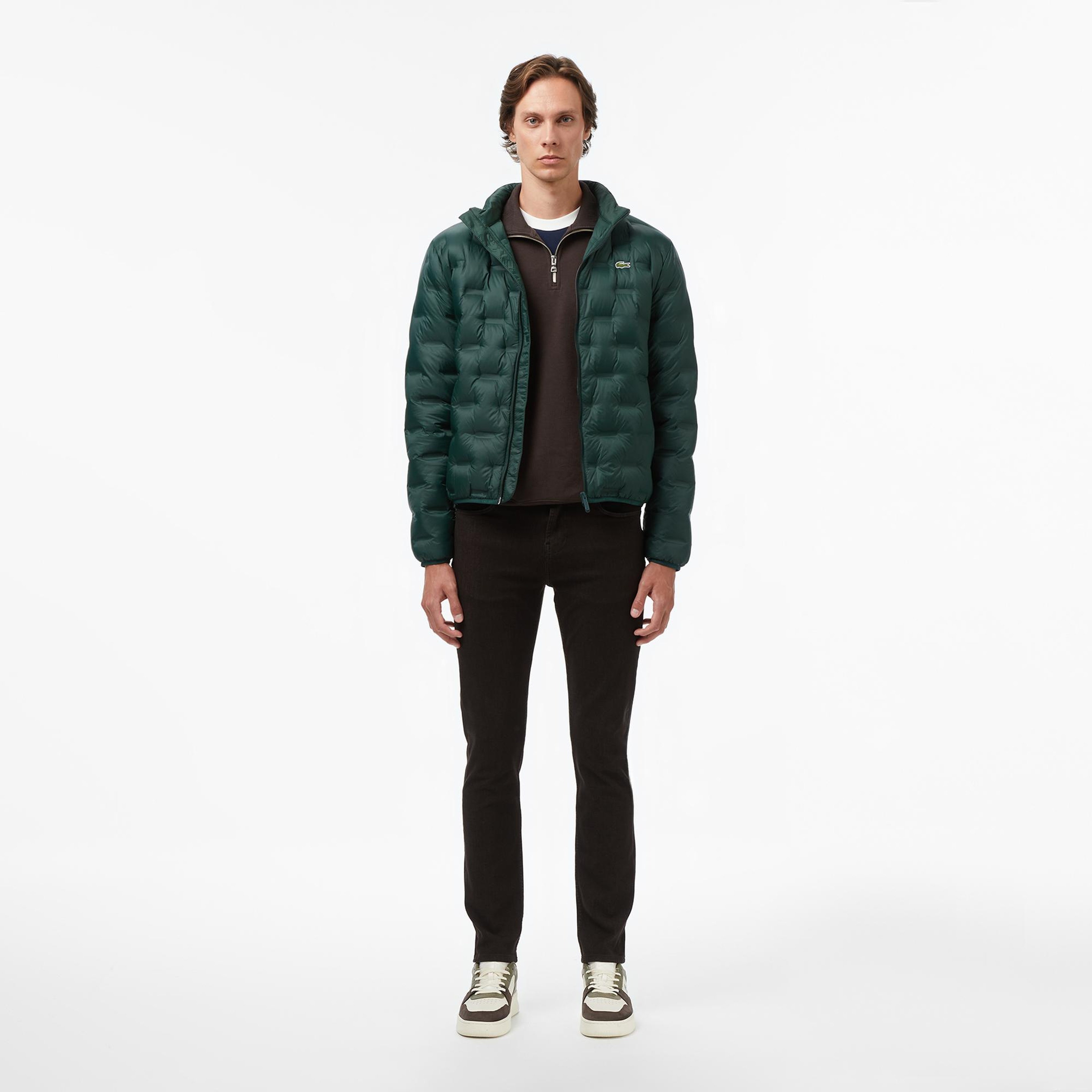 Lacoste Erkek Dik Yaka Kapitone Koyu Yeşil Mont