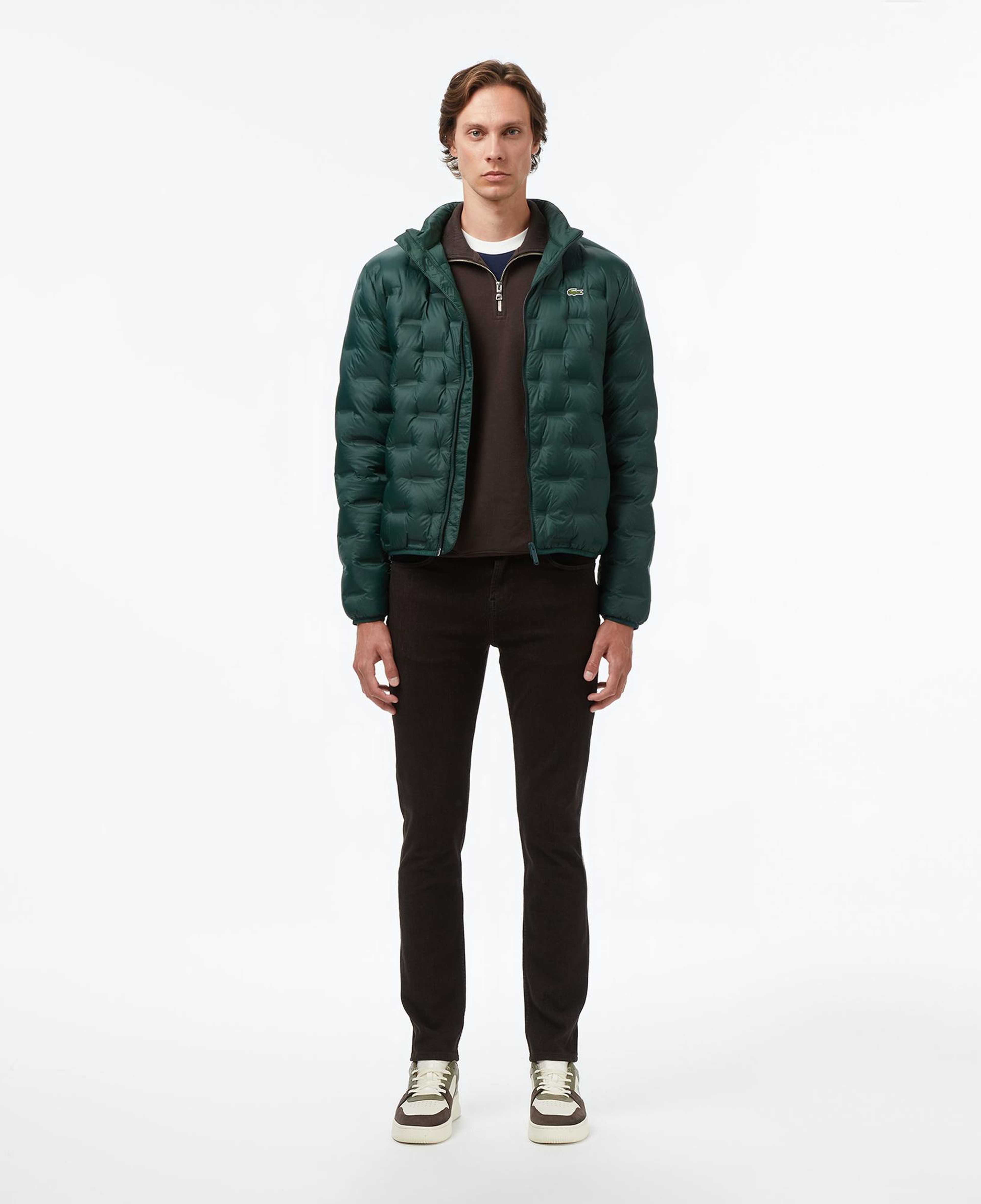 Lacoste Erkek Dik Yaka Kapitone Koyu Yeşil Mont