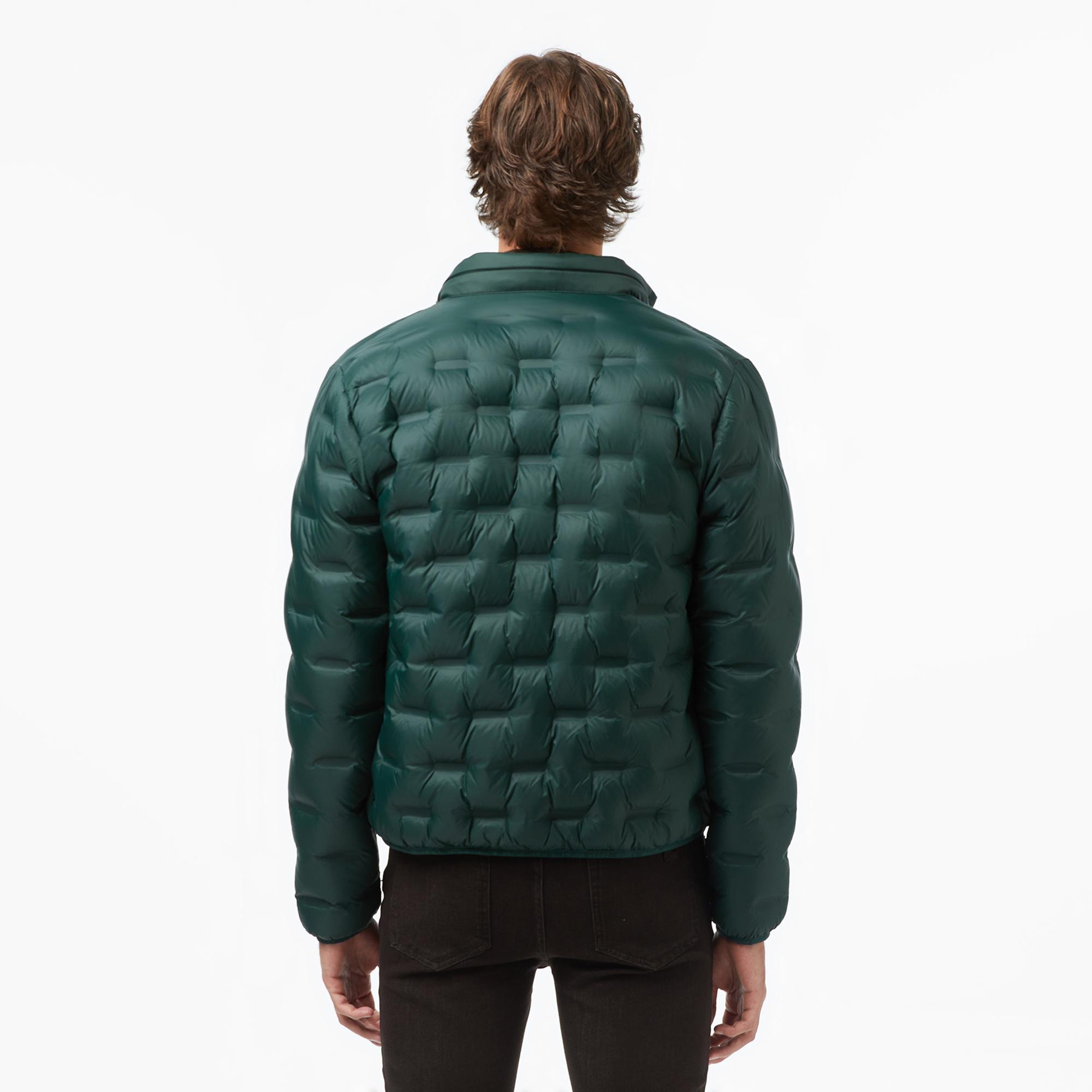 Lacoste Erkek Dik Yaka Kapitone Koyu Yeşil Mont