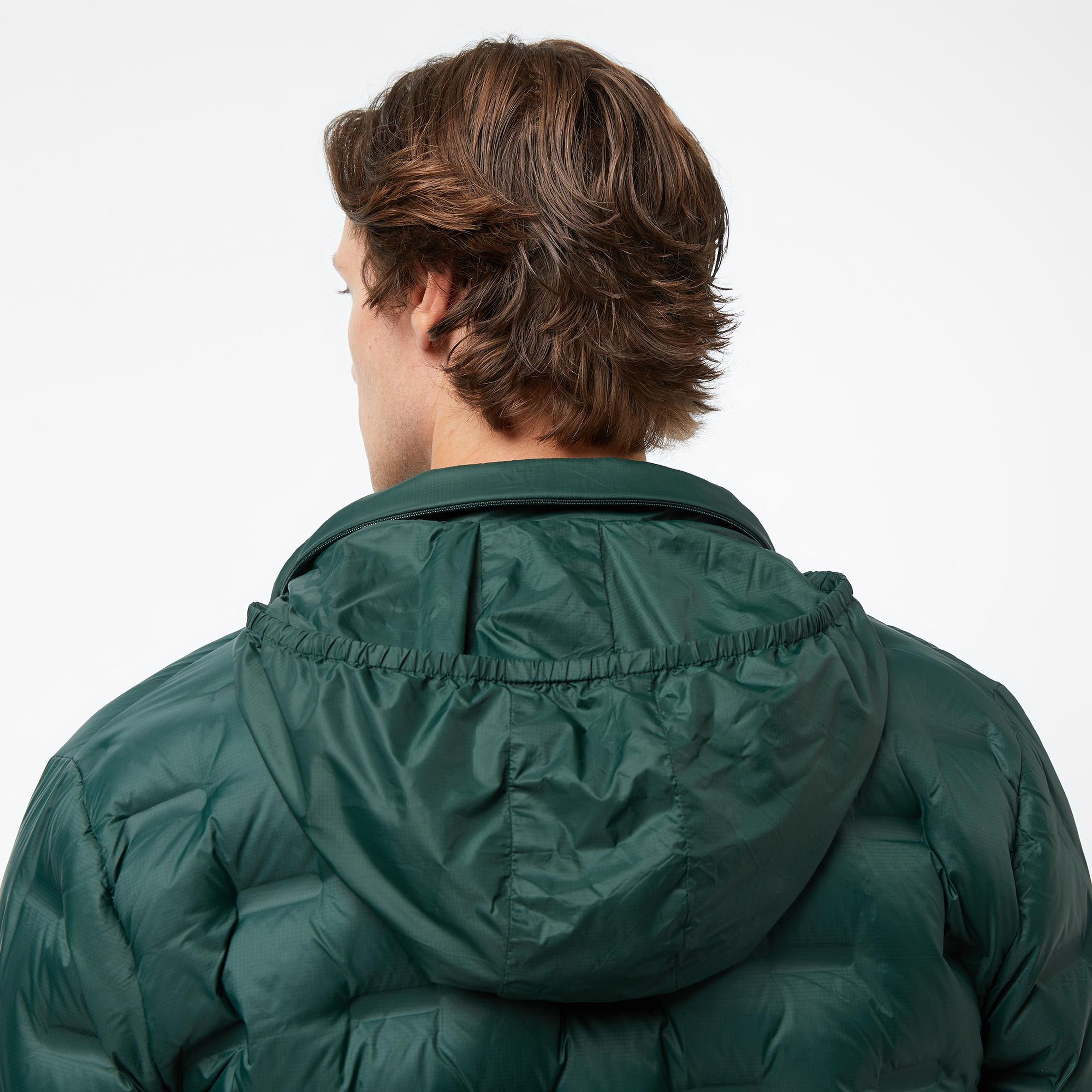 Lacoste Erkek Dik Yaka Kapitone Koyu Yeşil Mont