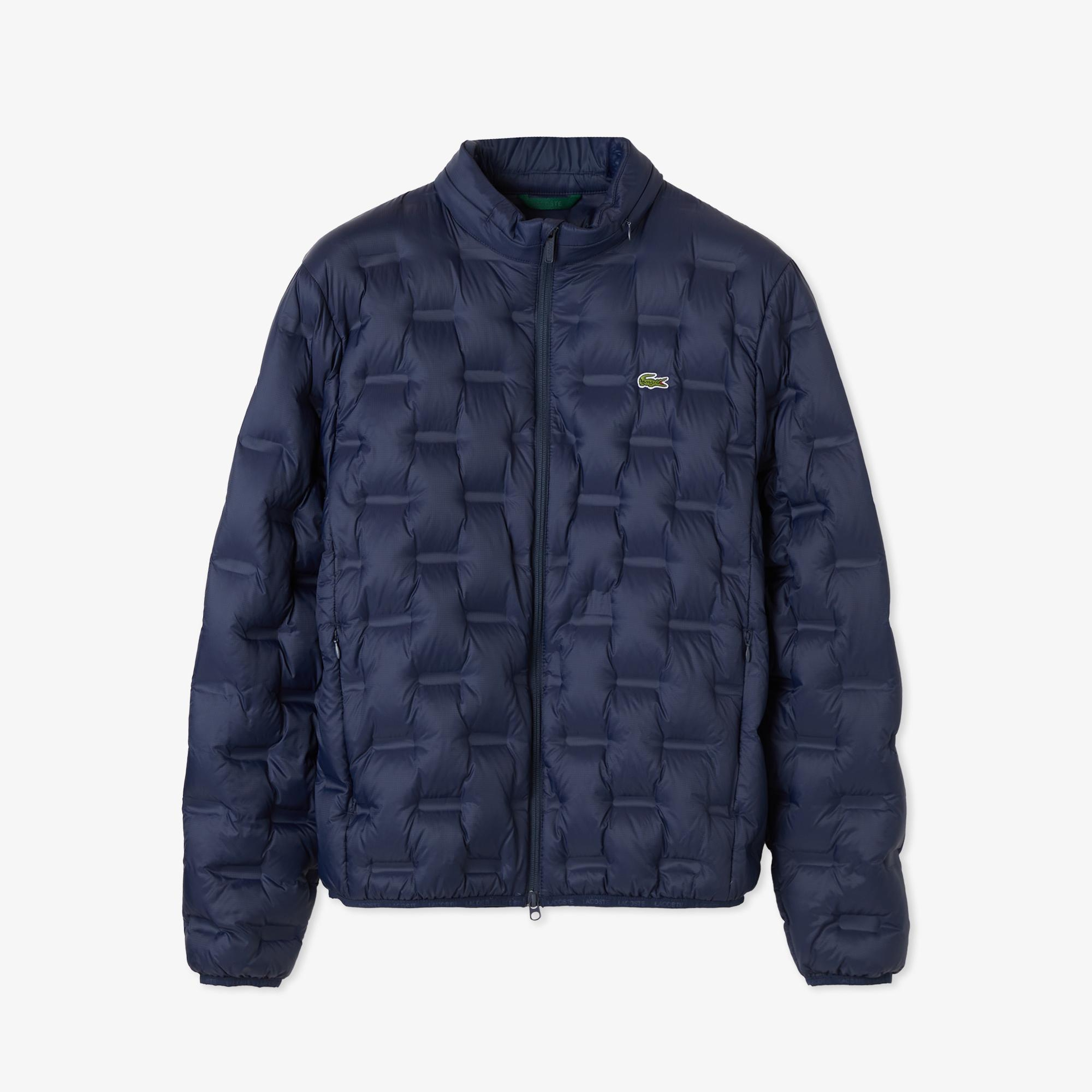 Lacoste Erkek Dik Yaka Kapitone Lacivert Mont