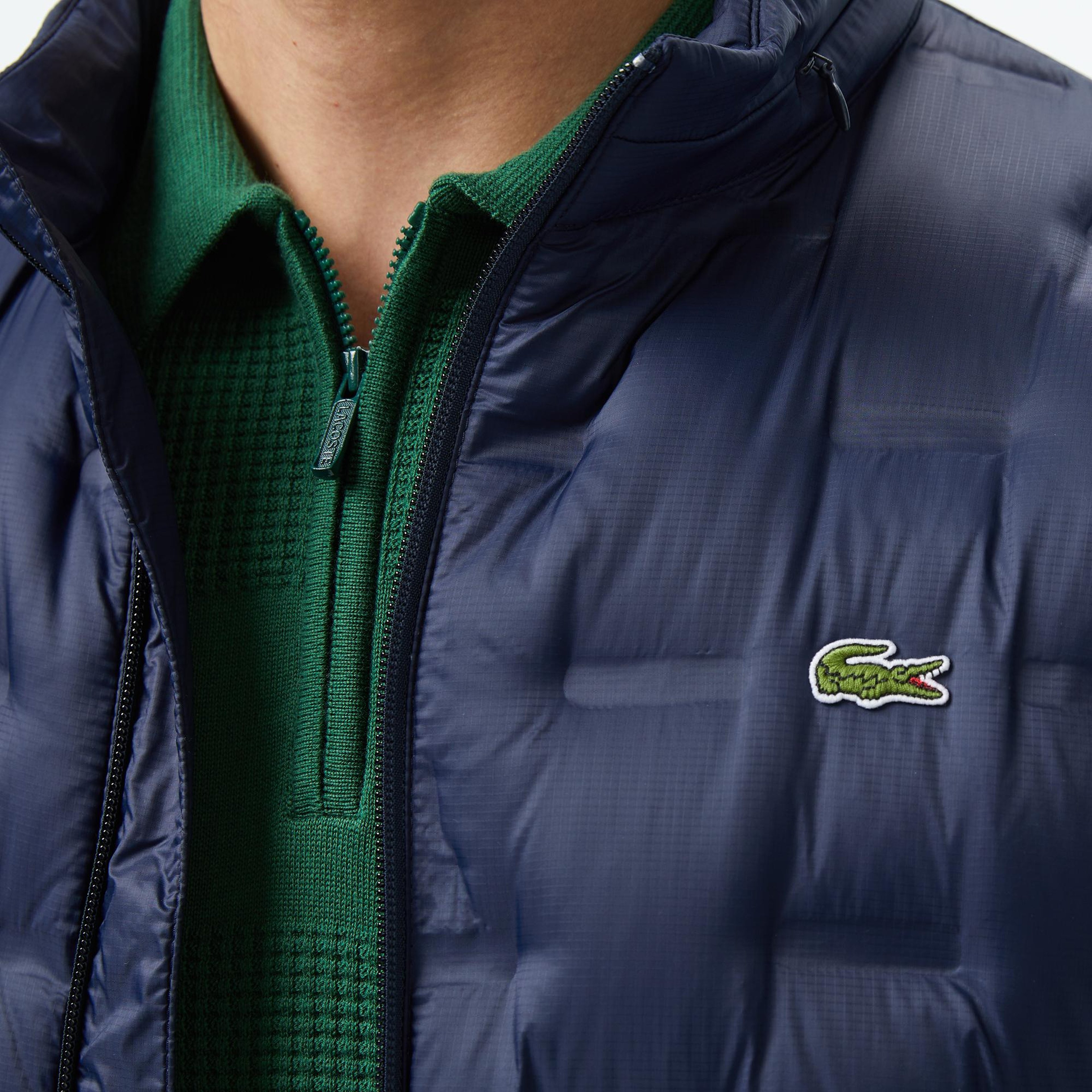 Lacoste Erkek Dik Yaka Kapitone Lacivert Mont