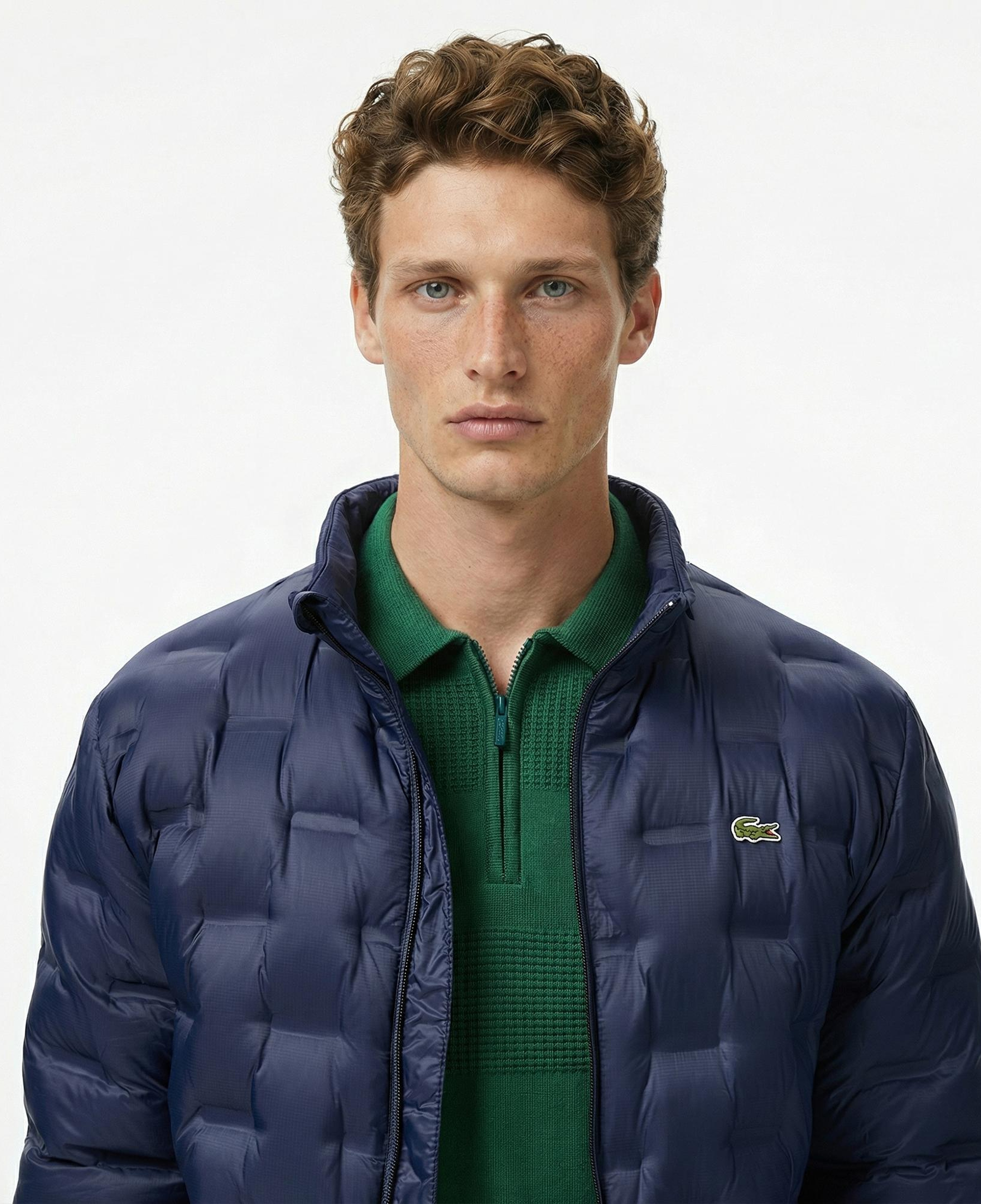 Lacoste Erkek Dik Yaka Kapitone Lacivert Mont