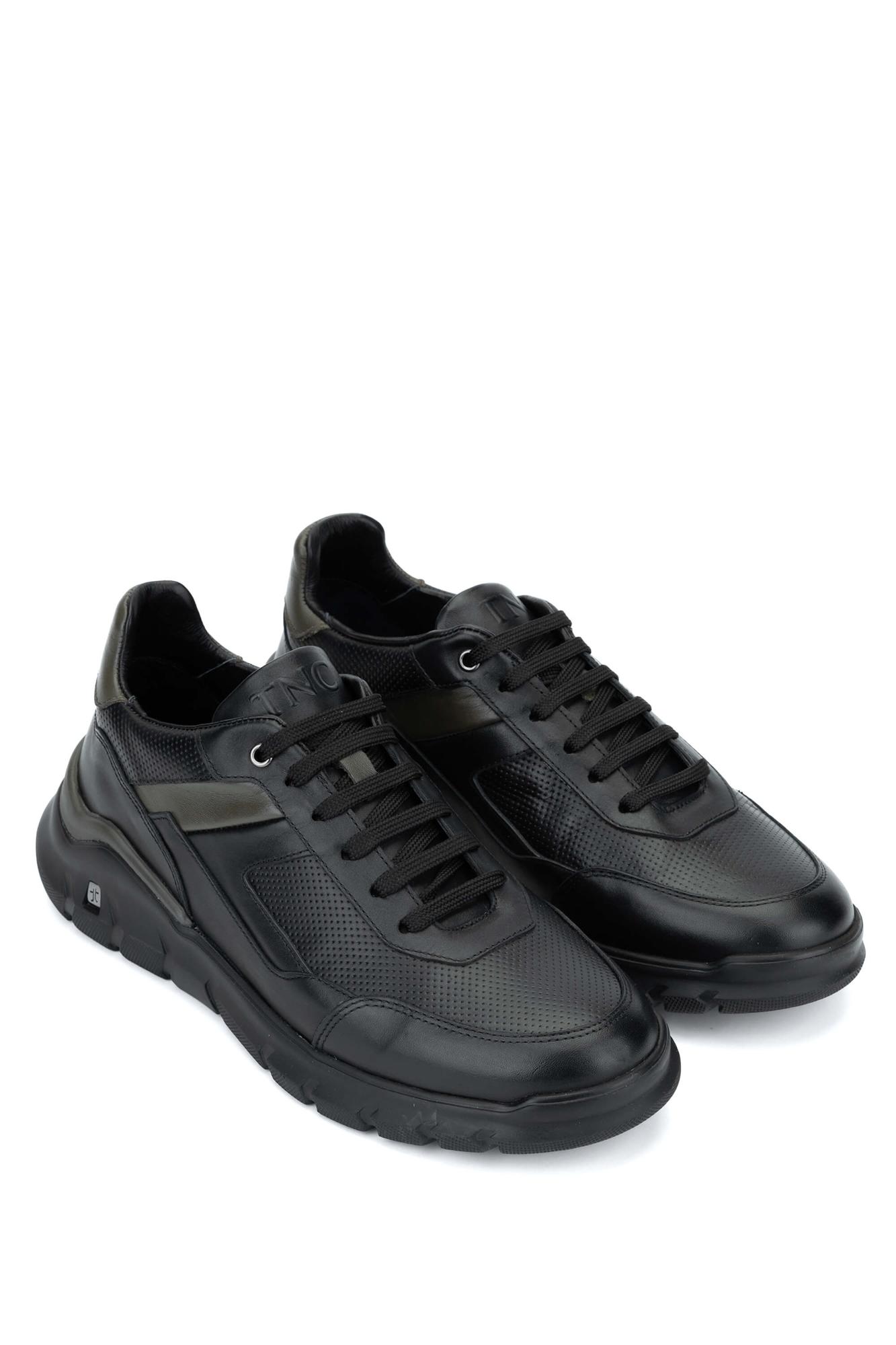 Tamer Tanca Erkek Hakiki Deri Siyah Sneakers & Spor Ayakkabı