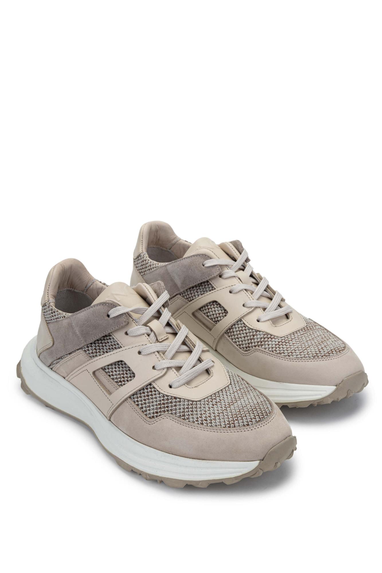 Tamer Tanca Erkek Hakiki Deri/Tekstil Bej Sneakers & Spor Ayakkabı