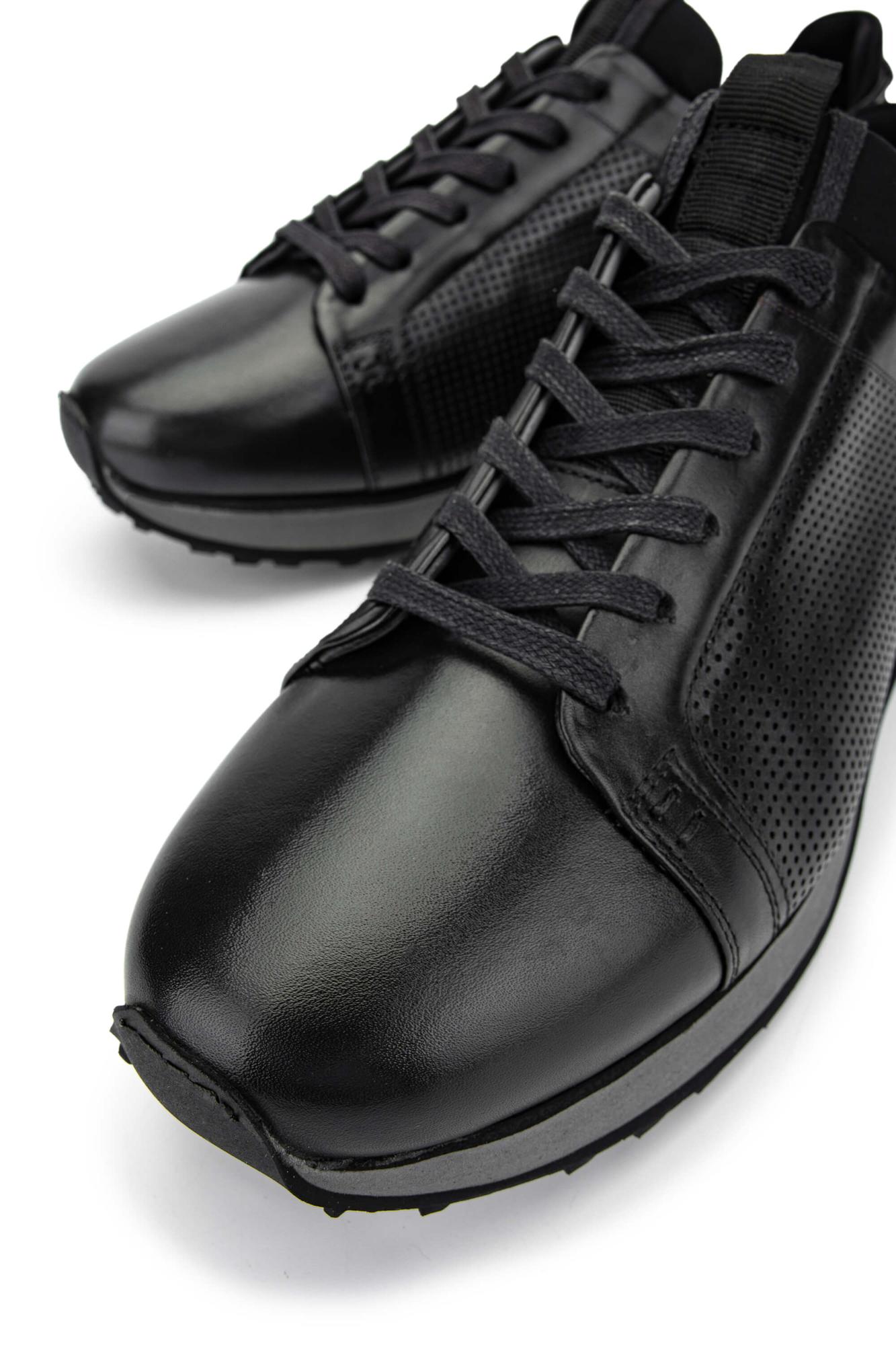 Tamer Tanca Erkek Hakiki Deri Siyah Sneakers & Spor Ayakkabı