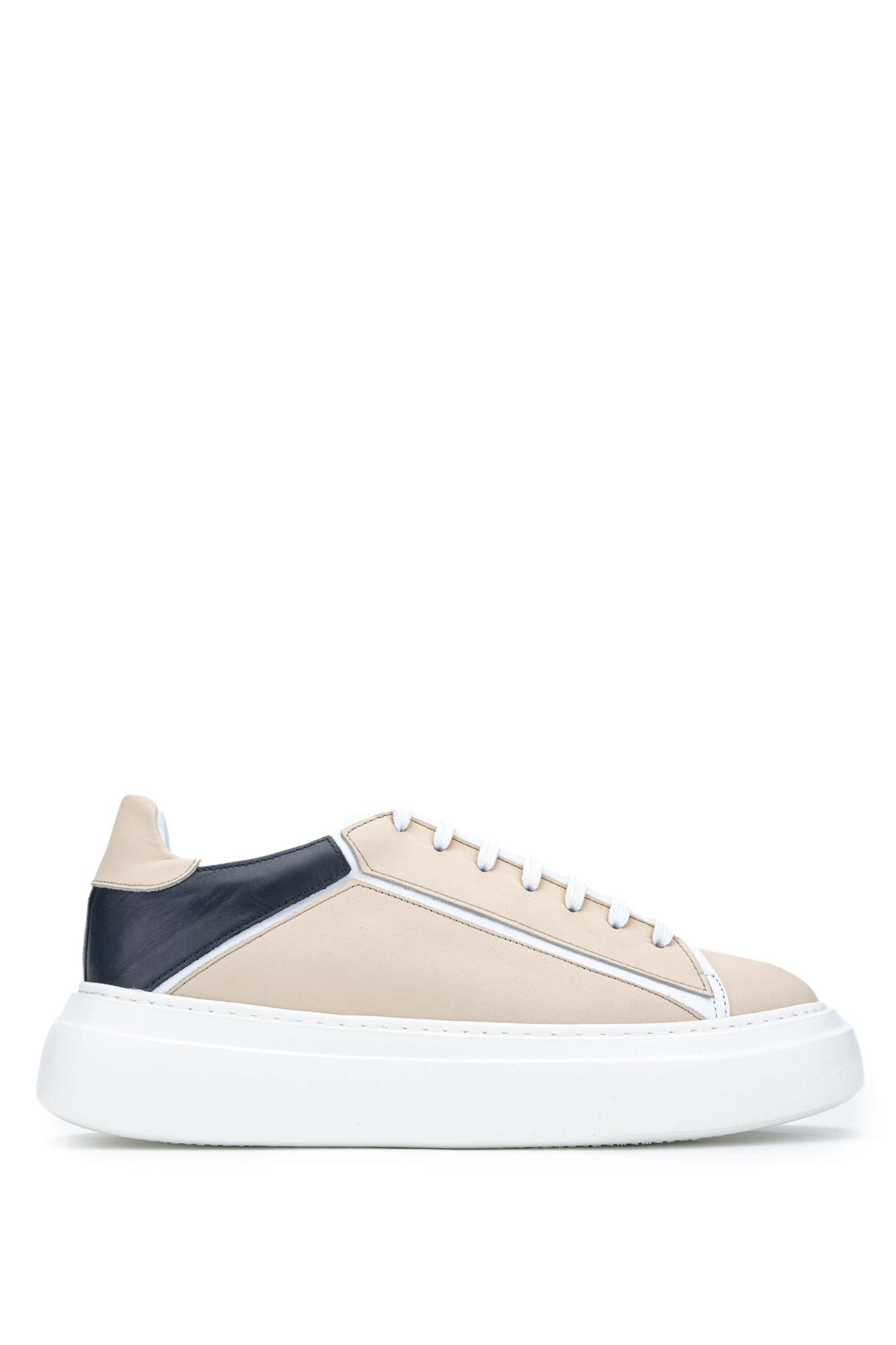 Tamer Tanca Erkek Hakiki Deri Vizon/Beyaz Sneakers & Spor Ayakkabı