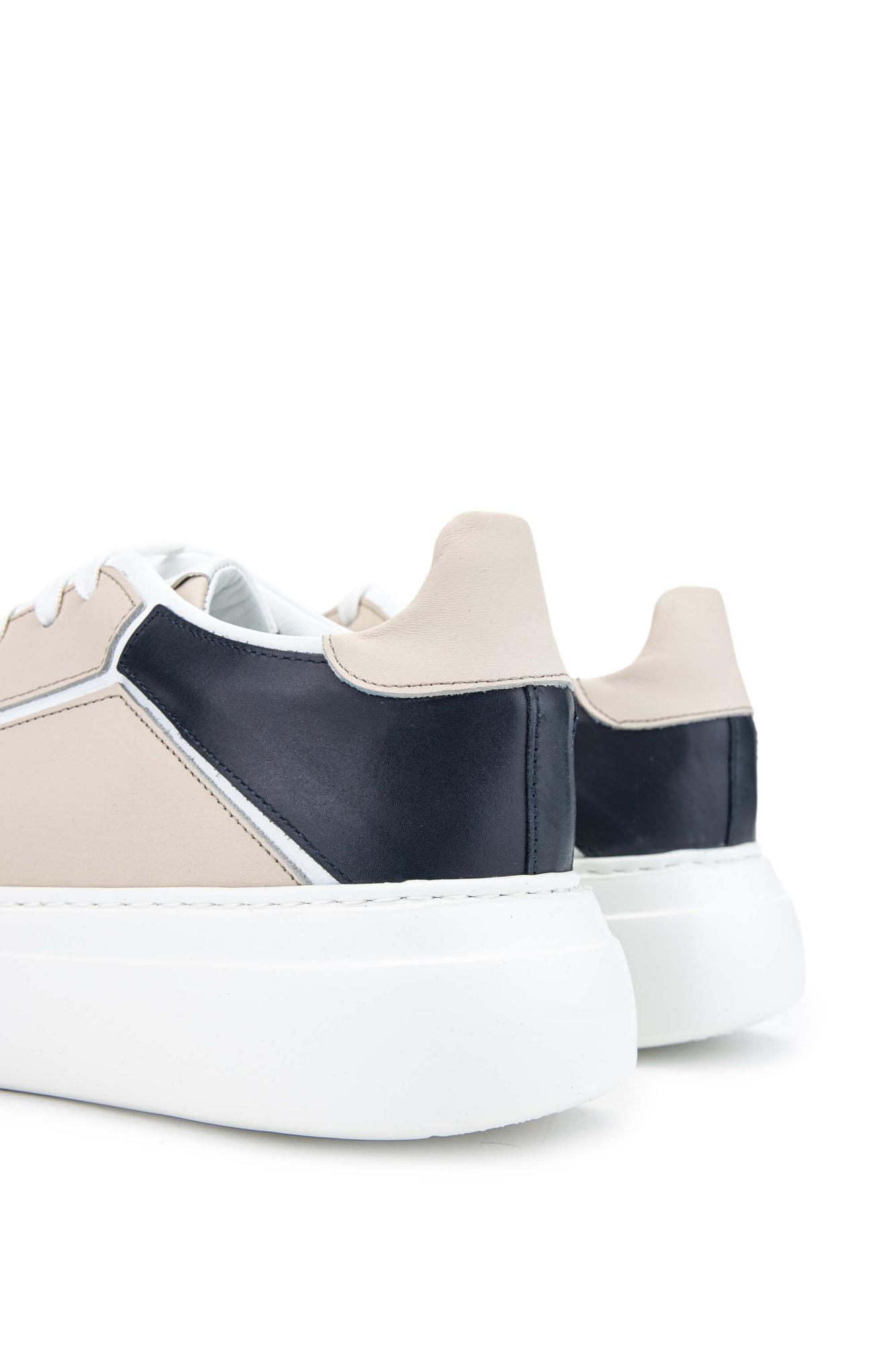 Tamer Tanca Erkek Hakiki Deri Vizon/Beyaz Sneakers & Spor Ayakkabı