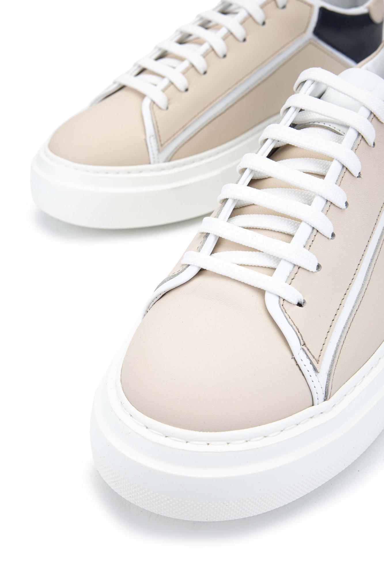 Tamer Tanca Erkek Hakiki Deri Vizon/Beyaz Sneakers & Spor Ayakkabı