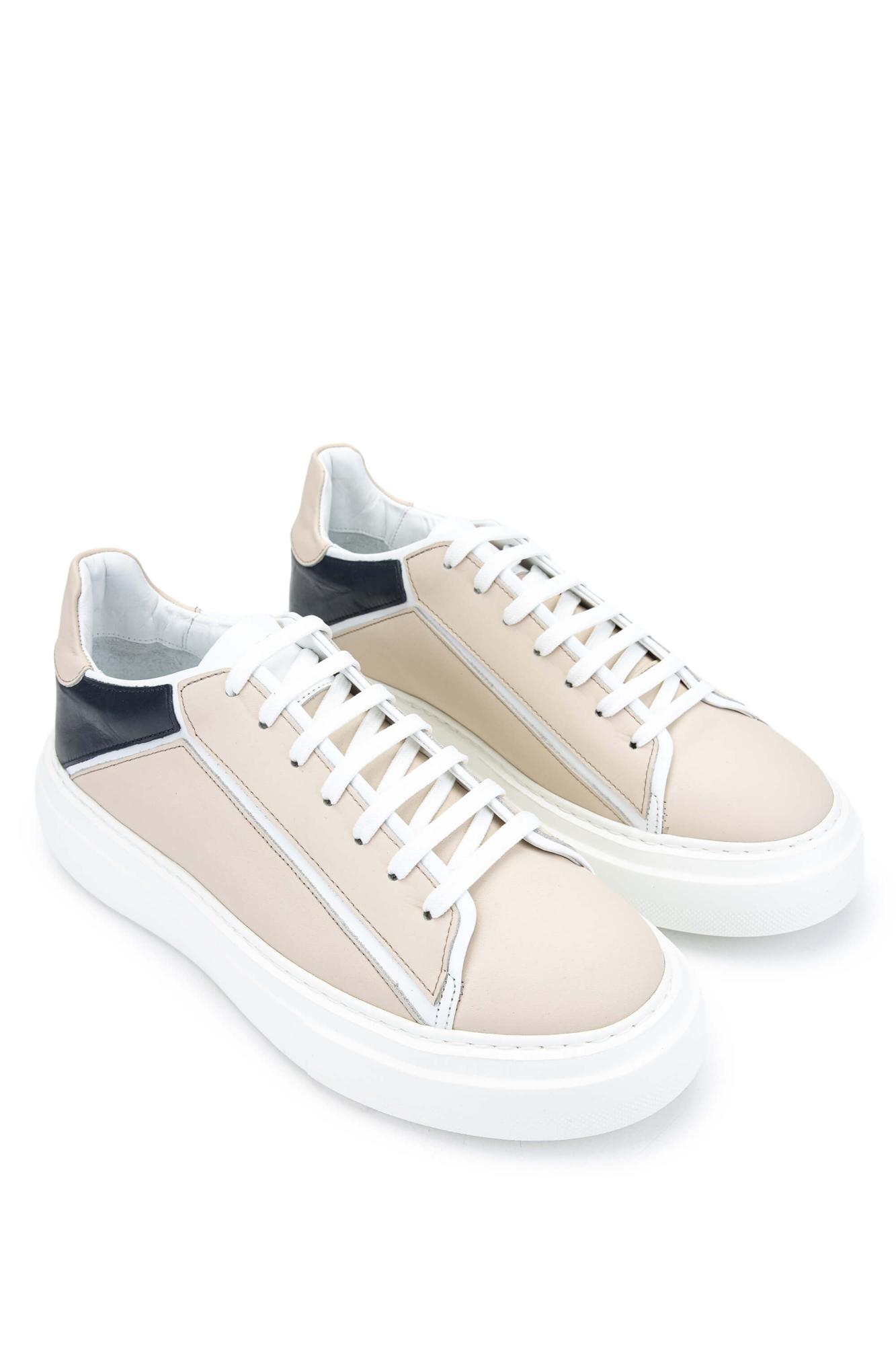 Tamer Tanca Erkek Hakiki Deri Vizon/Beyaz Sneakers & Spor Ayakkabı