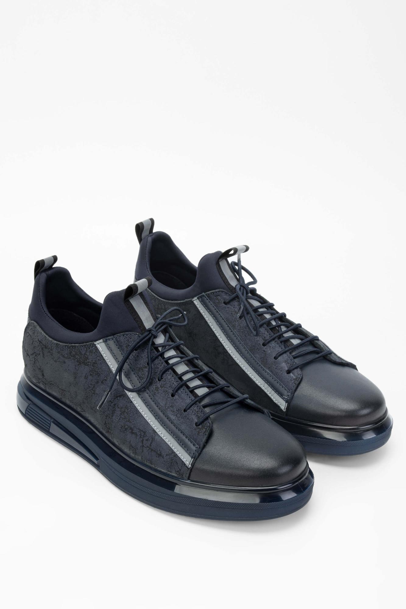 Tamer Tanca Erkek Hakiki Deri Lacivert Streç Sneakers & Spor Ayakkabı