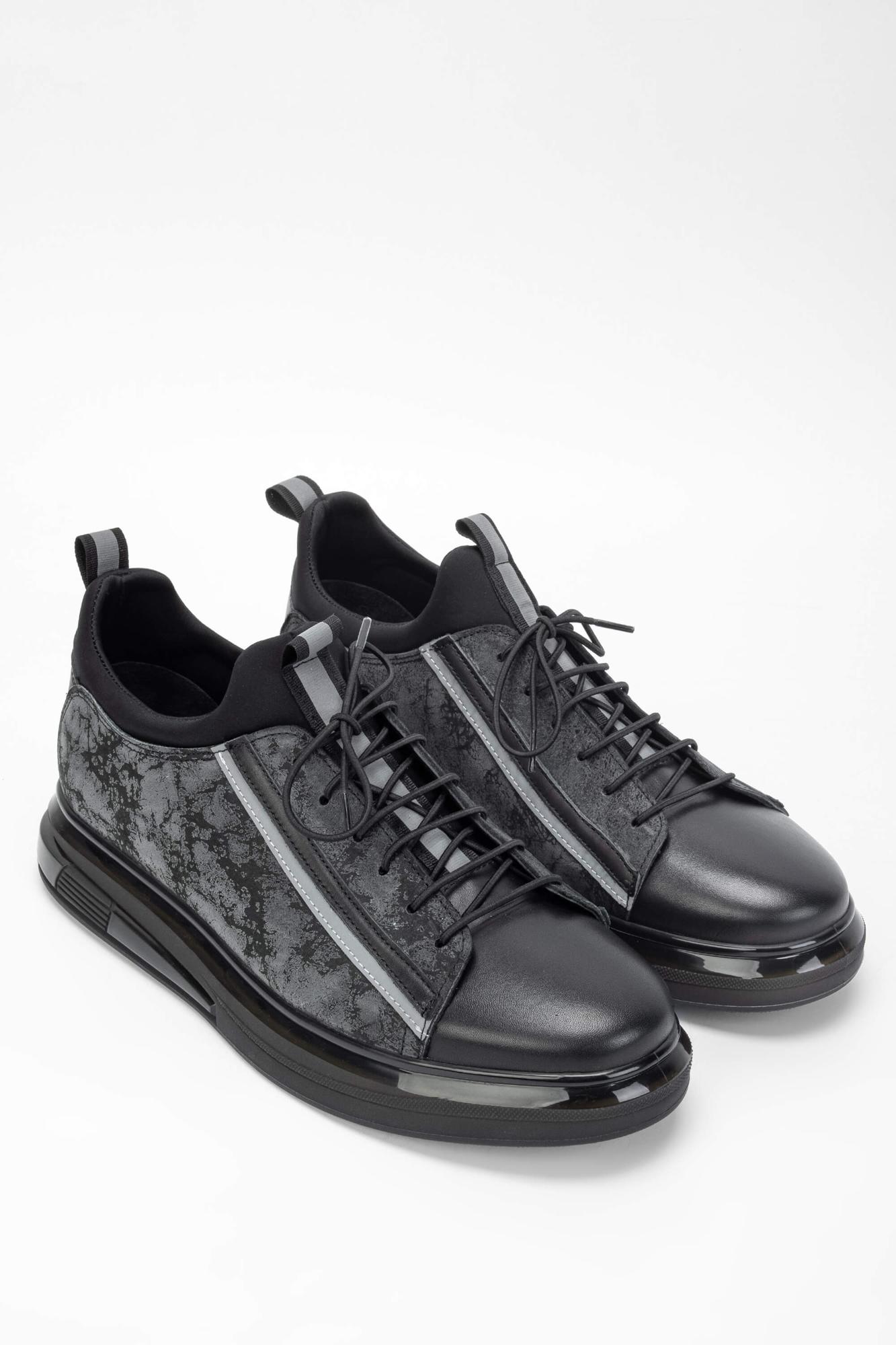 Tamer Tanca Erkek Hakiki Deri Siyah/Gri Sneakers & Spor Ayakkabı