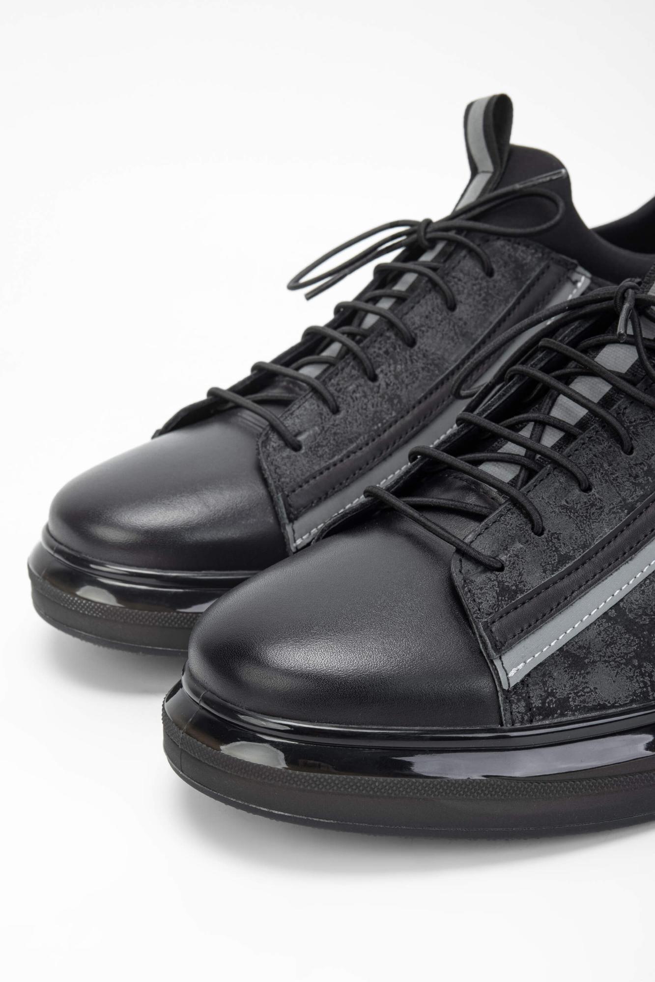 Tamer Tanca Erkek Hakiki Deri Siyah/Gri Sneakers & Spor Ayakkabı