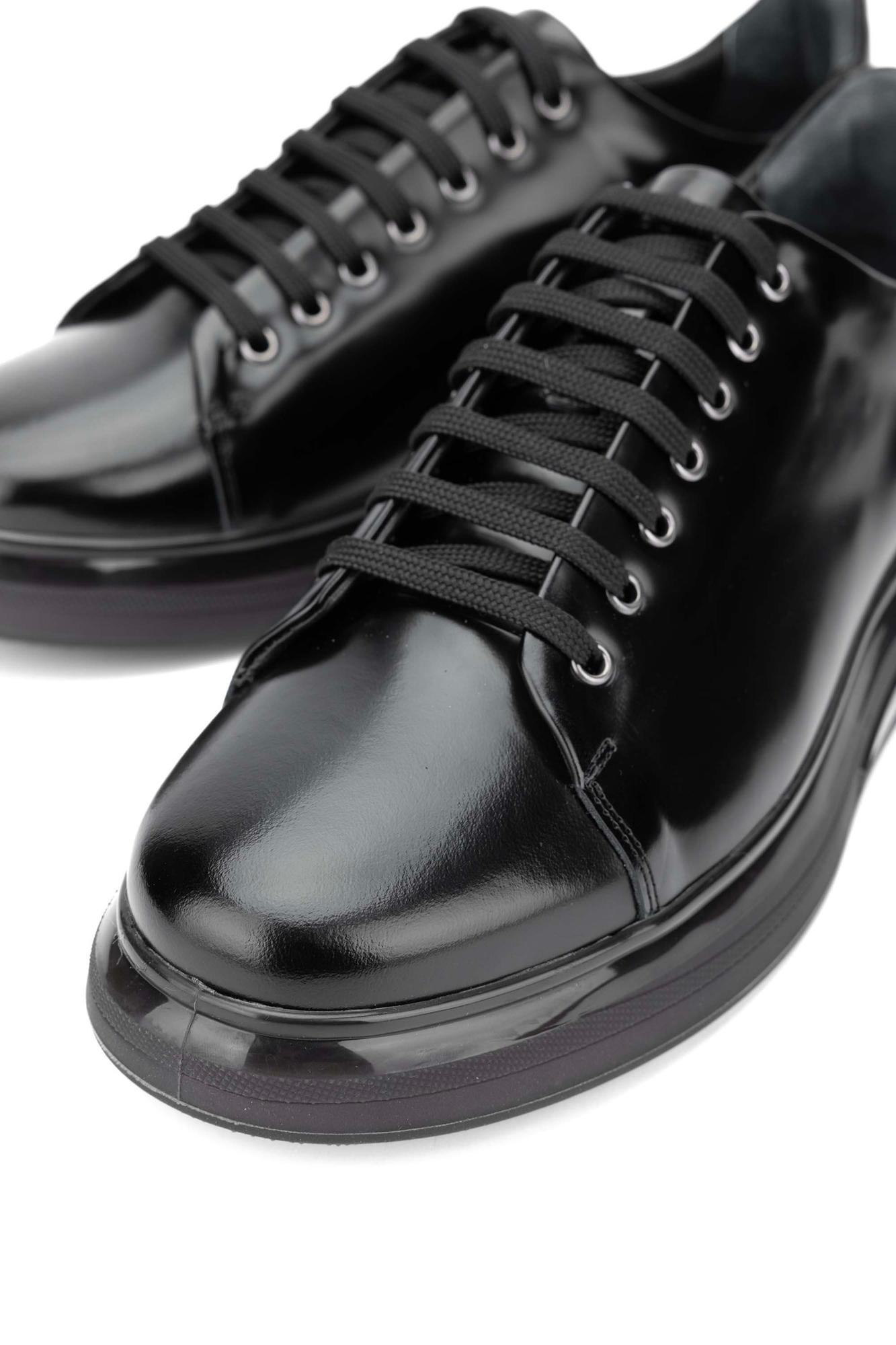 Tamer Tanca Erkek Hakiki Deri Siyah Açma Sneakers & Spor Ayakkabı