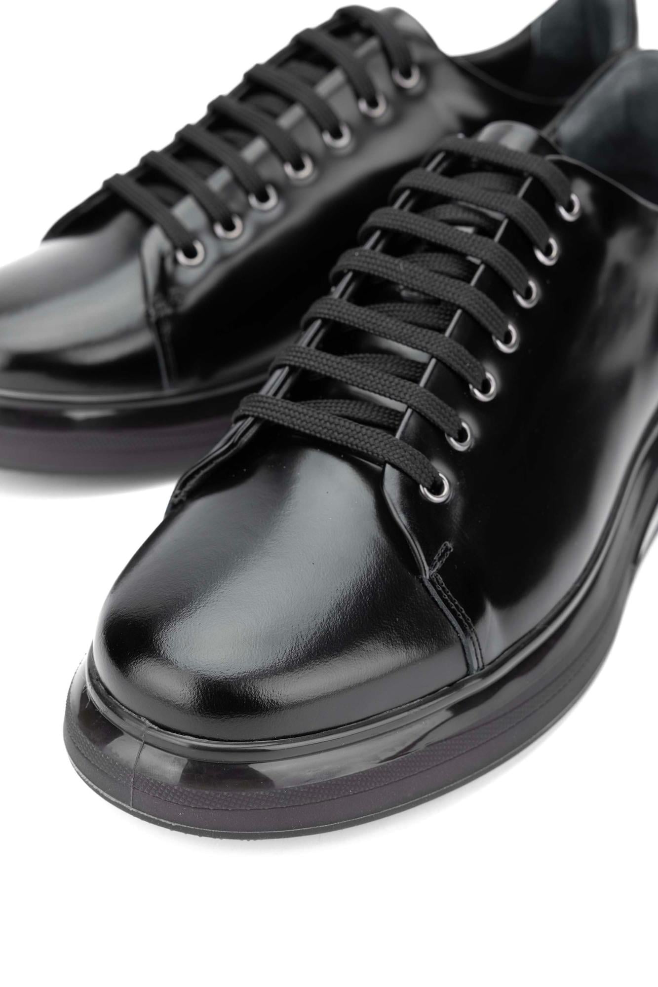 Tamer Tanca Erkek Hakiki Deri Siyah Açma Sneakers & Spor Ayakkabı