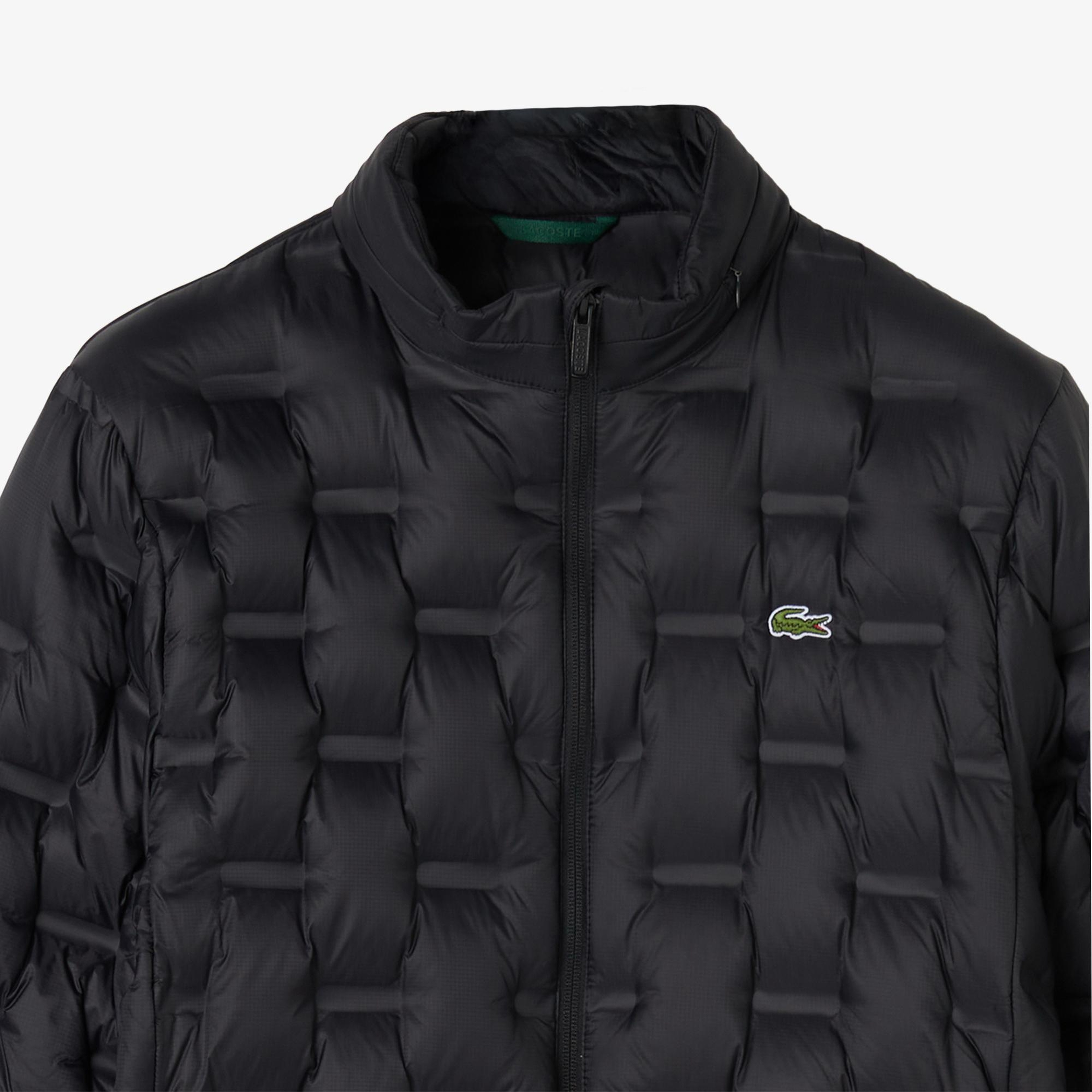 Lacoste Erkek Dik Yaka Kapitone Siyah Mont