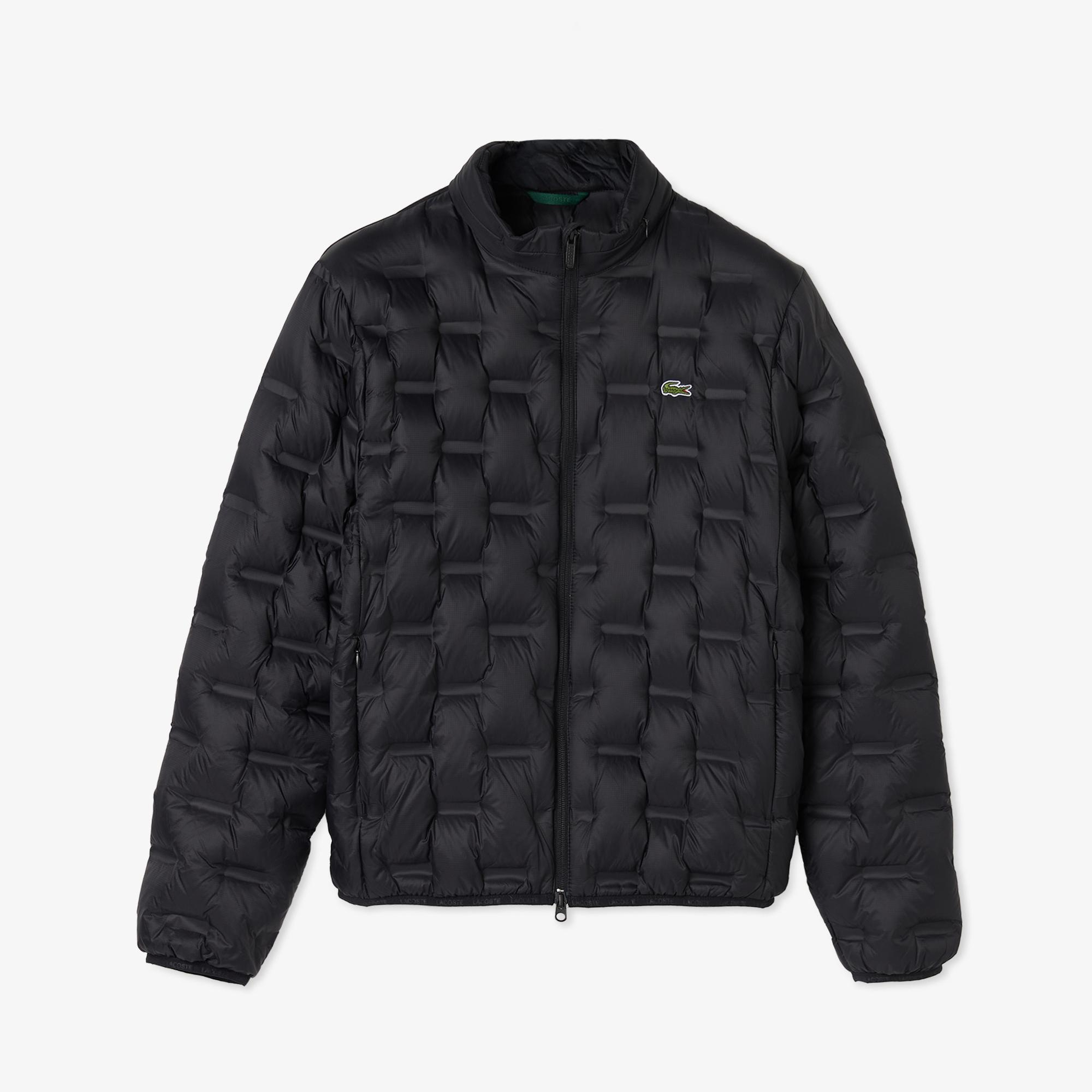 Lacoste Erkek Dik Yaka Kapitone Siyah Mont