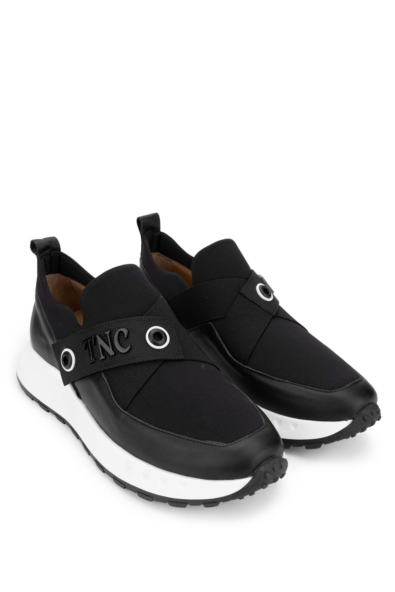 Tamer Tanca Kadın Deri Hasır Siyah Sneakers & Spor Ayakkabı